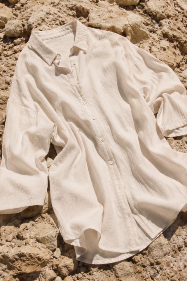 Camisa larga con lino