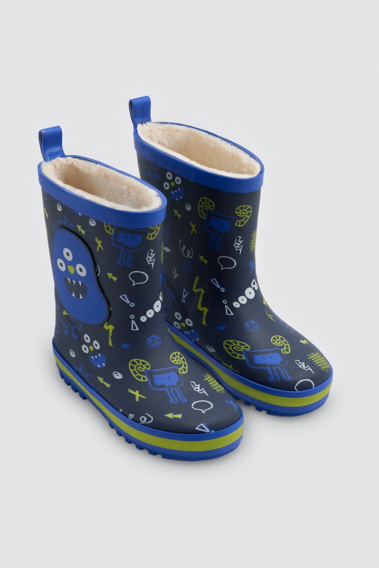 PREVENTA Botas de agua niño forro borreguito estampado monstruos