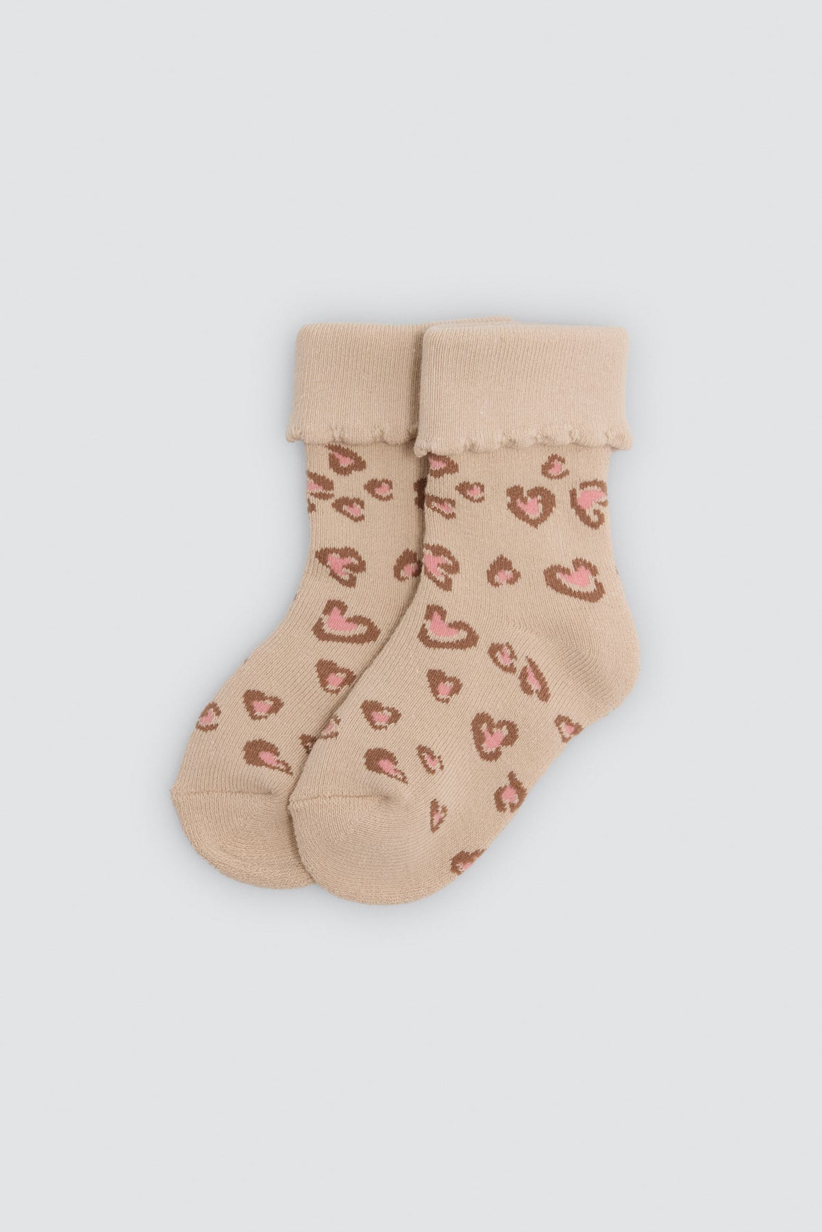 Pack 4 calcetines bebé térmicos puño doblado algodón estampado frutas y corazones