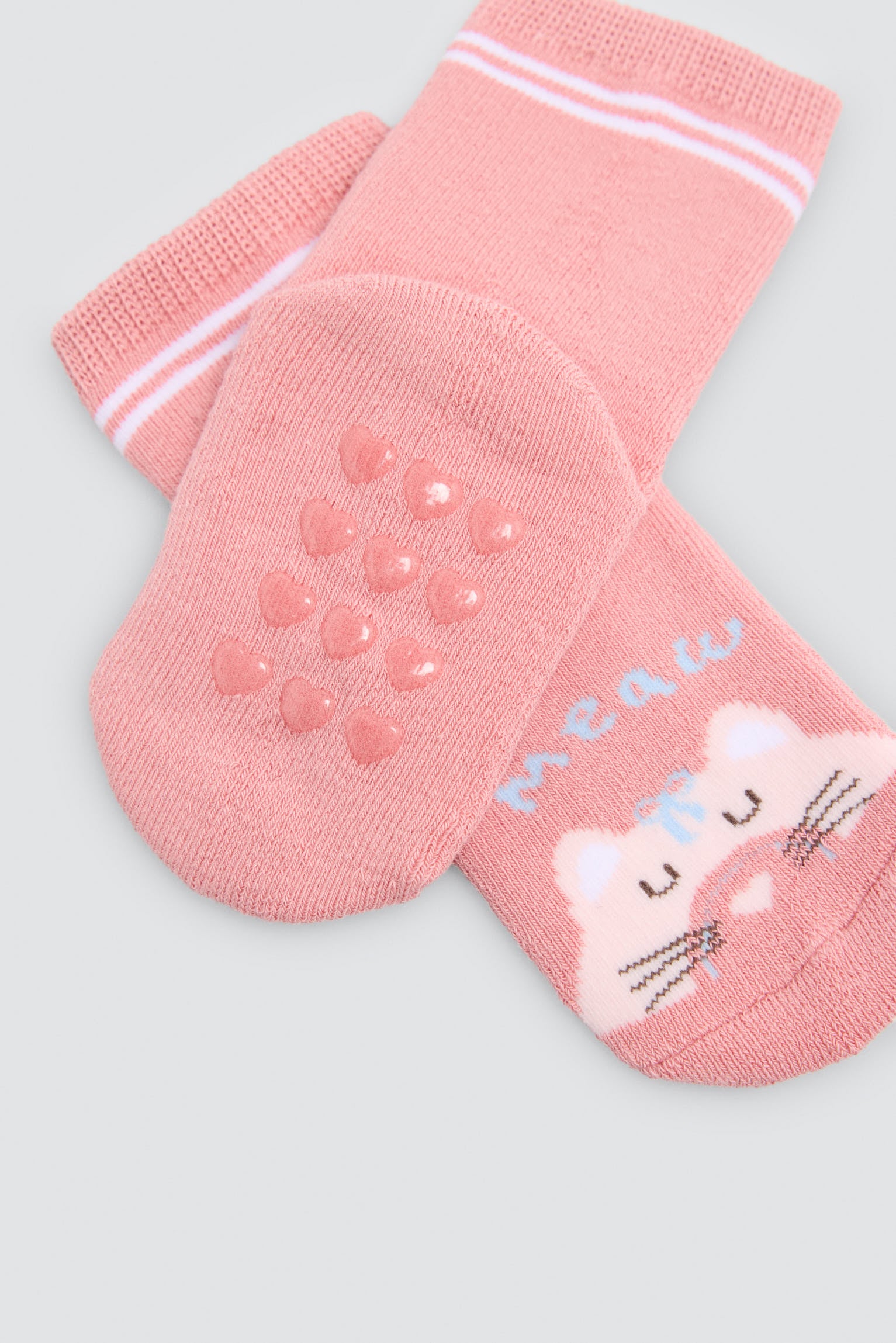 Pack 2 calcetines bebé térmicos antideslizantes estampados gatos y arcoiris