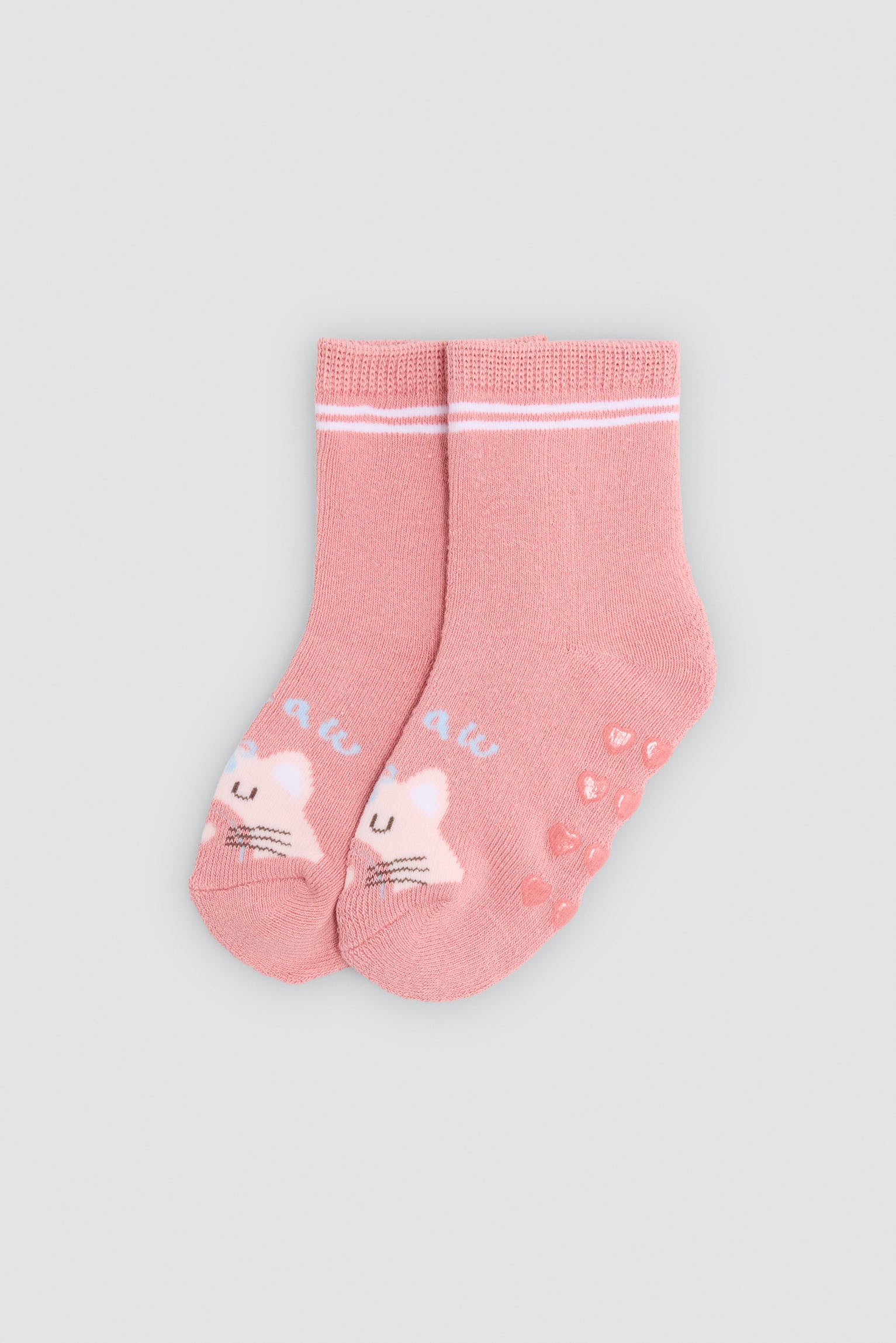 Pack 2 calcetines bebé térmicos antideslizantes estampados gatos y arcoiris