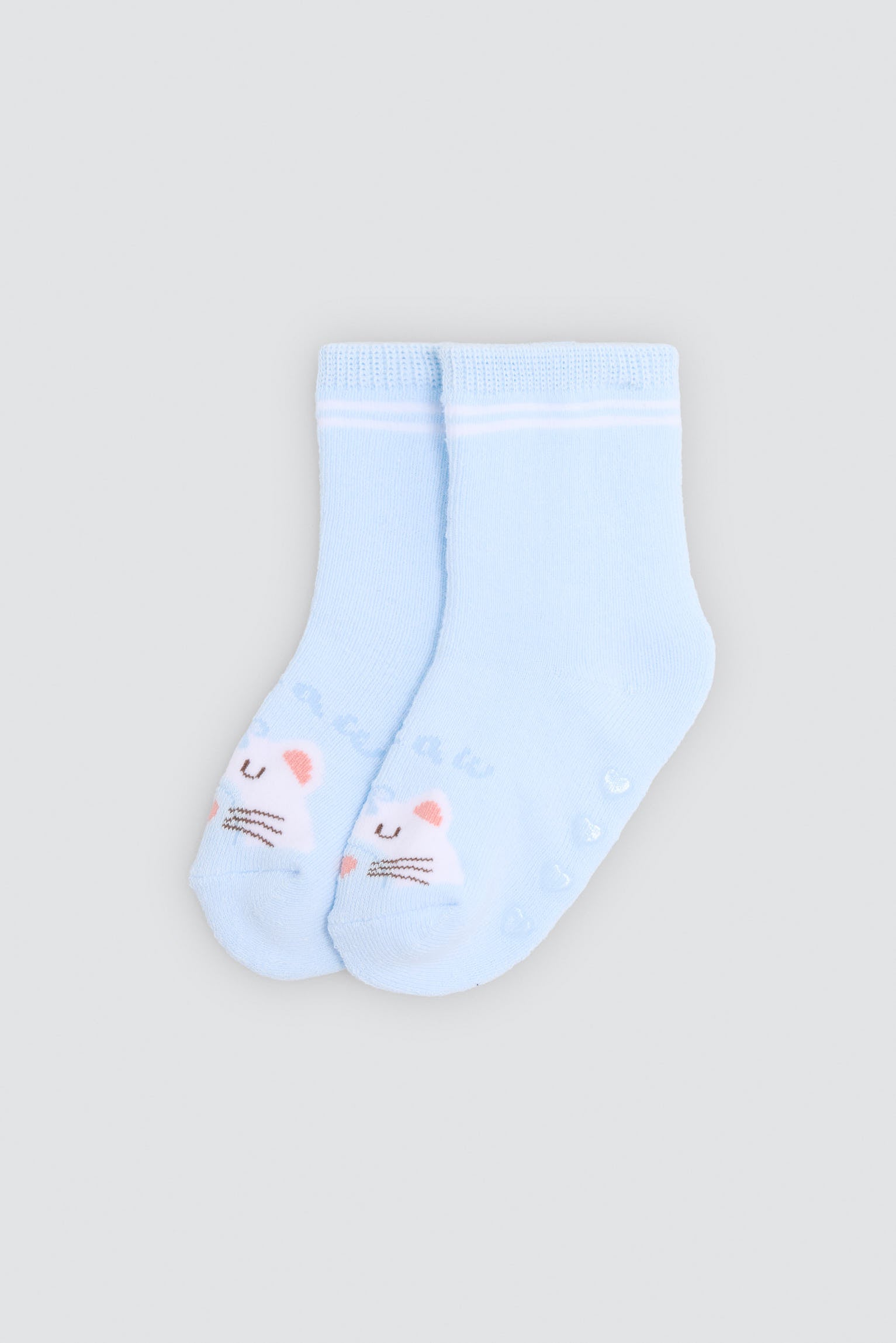 Pack 2 calcetines bebé térmicos antideslizantes estampados gatos y arcoiris