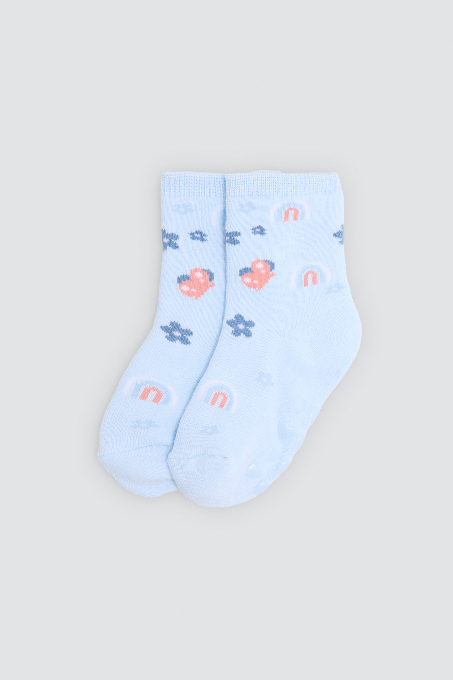 Pack 2 calcetines bebé térmicos antideslizantes estampados gatos y arcoiris