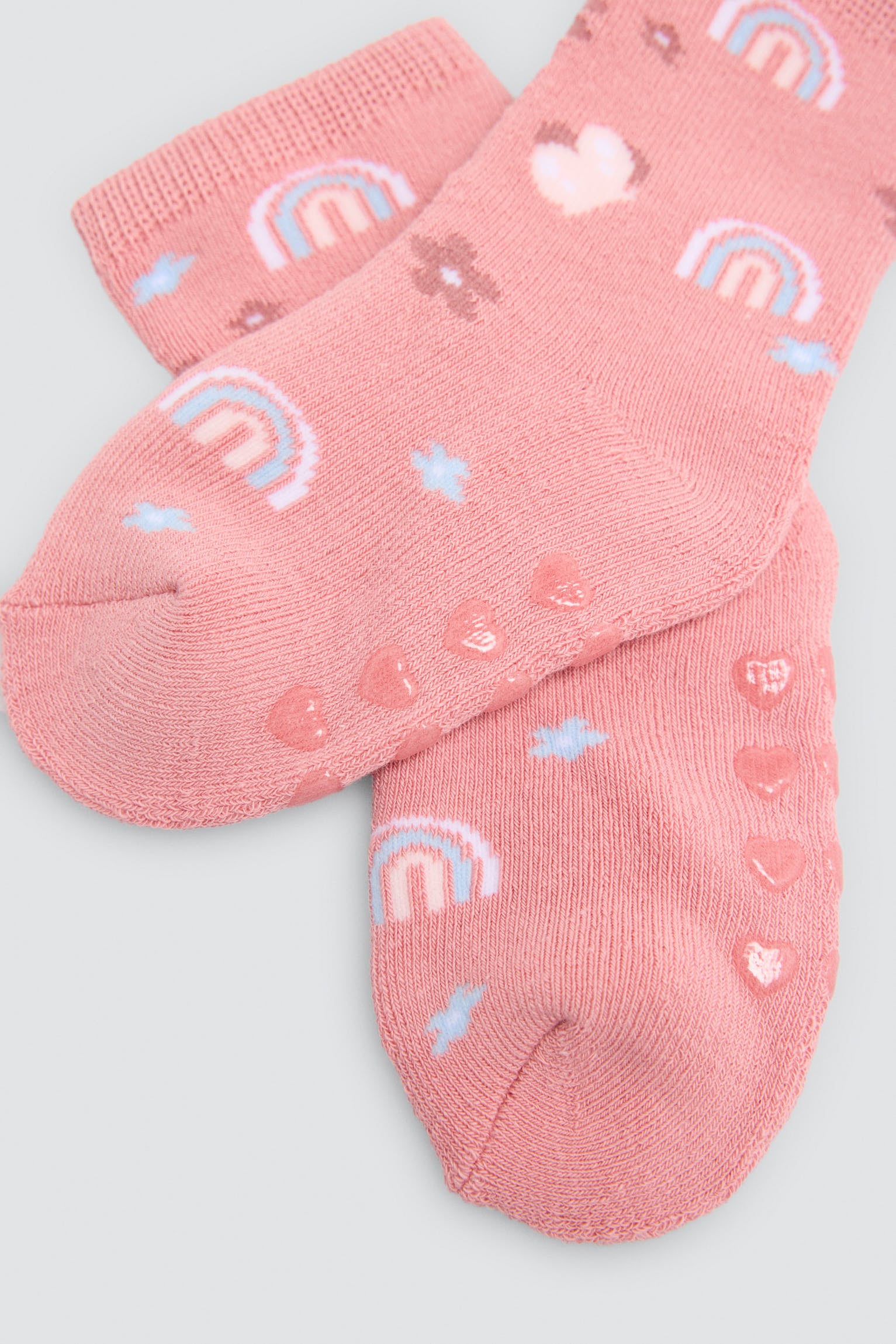 Pack 2 calcetines bebé térmicos antideslizantes estampados gatos y arcoiris