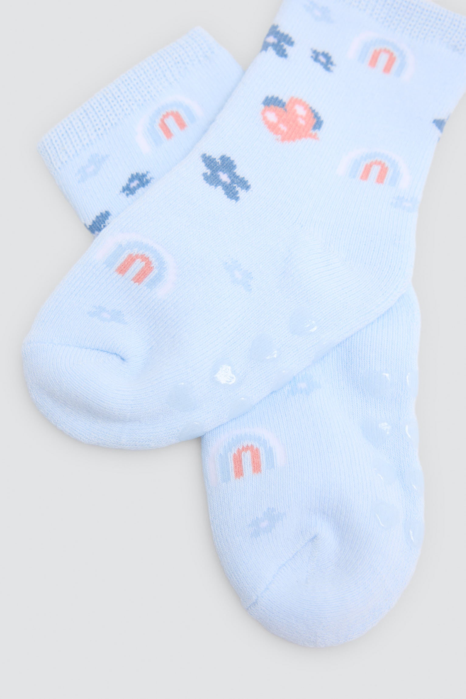 Pack 2 calcetines bebé térmicos antideslizantes estampados gatos y arcoiris