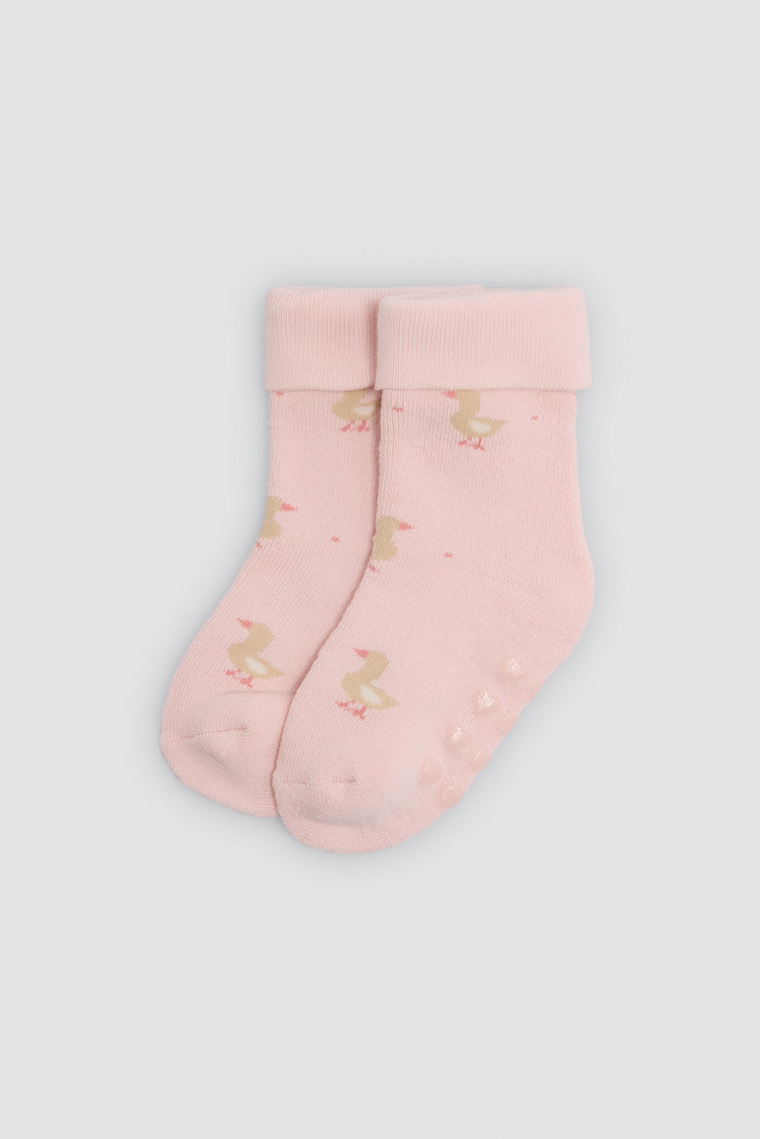 Pack 4 calcetines bebé térmicos antideslizantes doble puño estampado vacas y patos