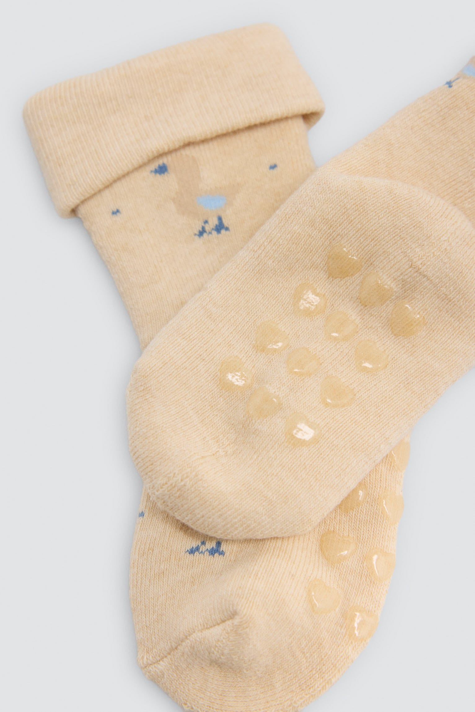 Pack 4 calcetines bebé térmicos antideslizantes doble puño estampado vacas y patos