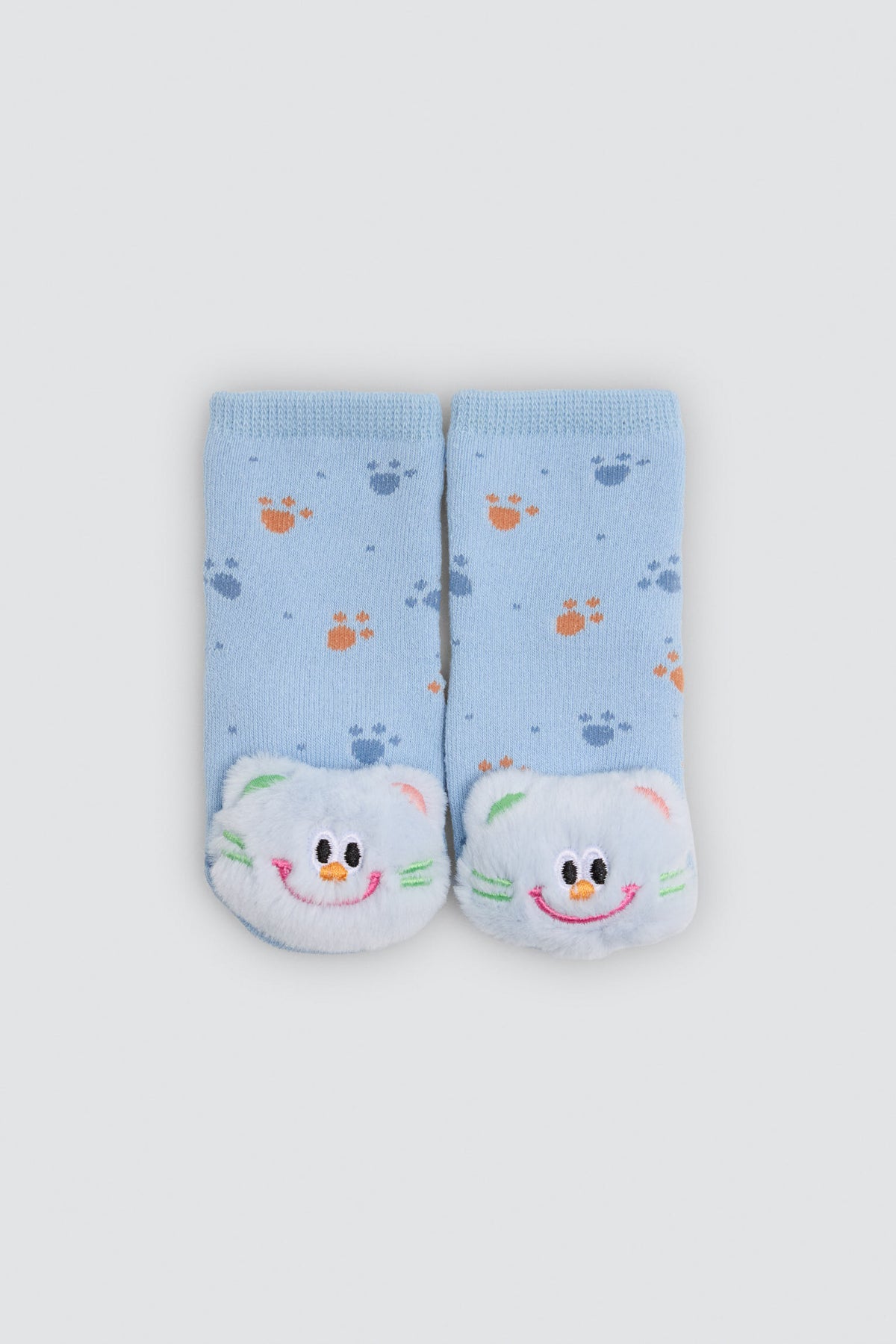 Pack 2 calcetines bebé algodón térmicos antideslizantes sensoriales gatitos
