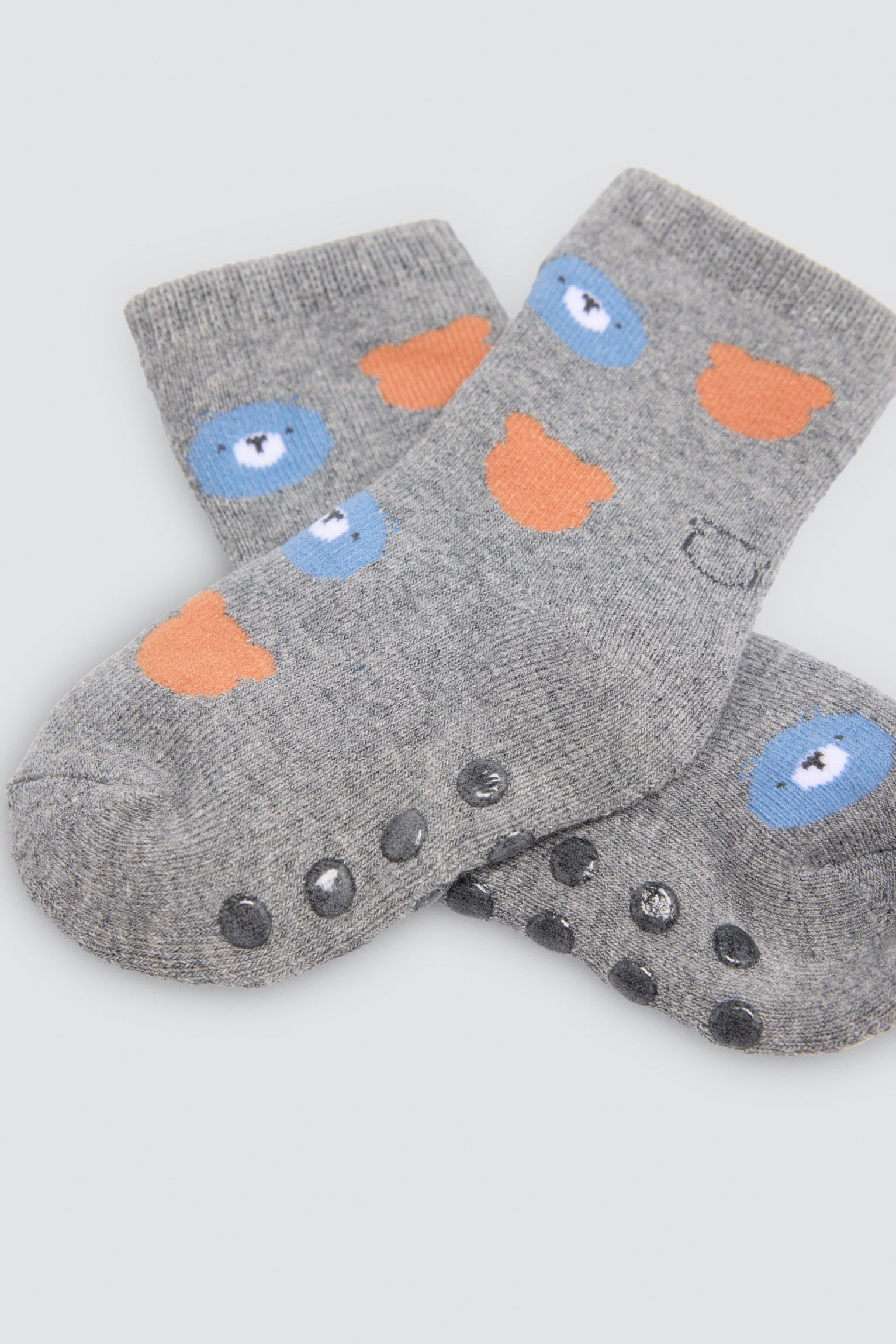 Pack 4 calcetines bebé térmicos antideslizantes estampado divertido osos