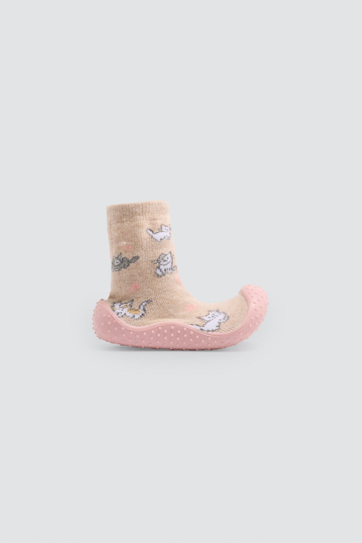 Zapatillas calcetín bebé niña algodón estampado gatitos