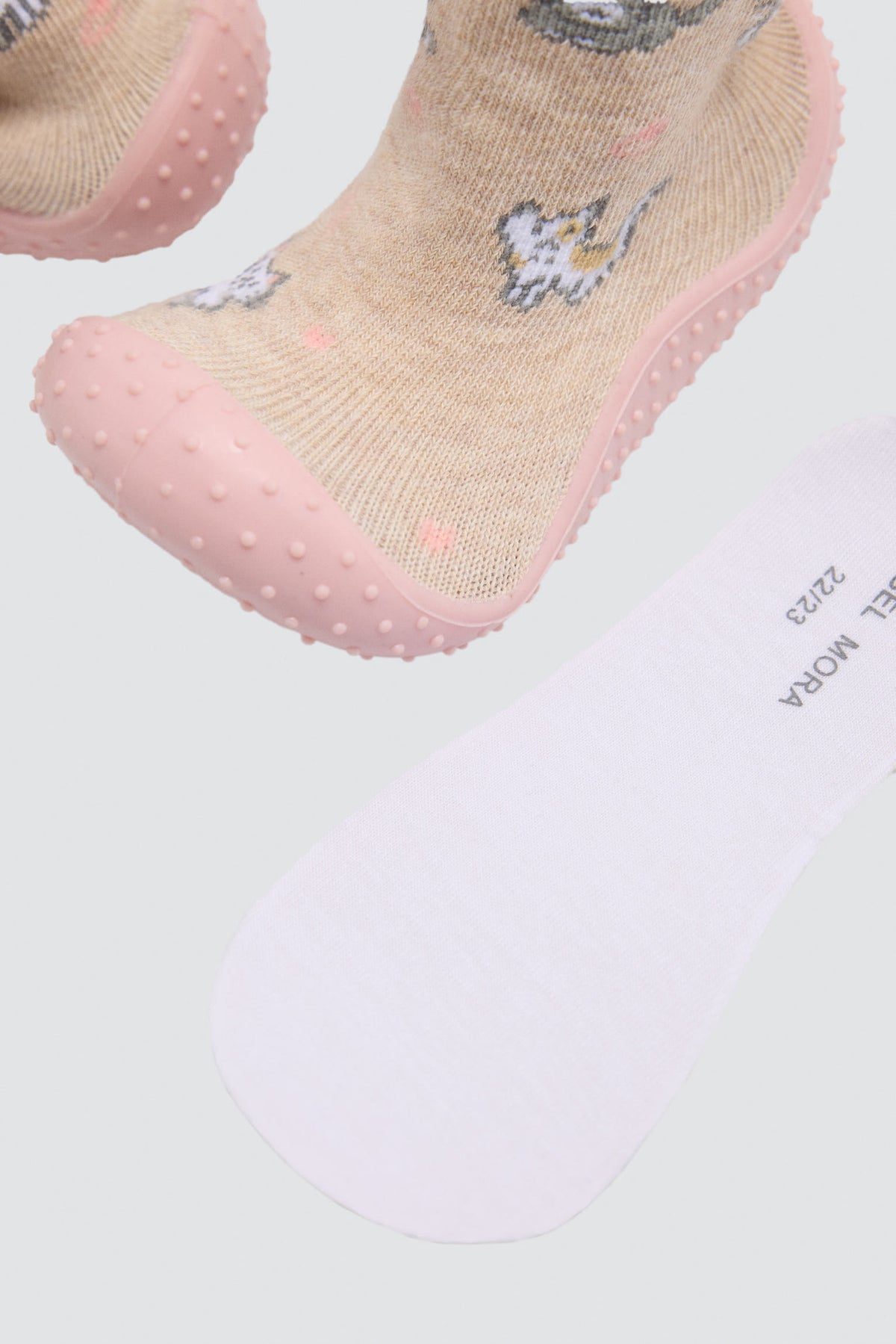 Zapatillas calcetín bebé niña algodón estampado gatitos