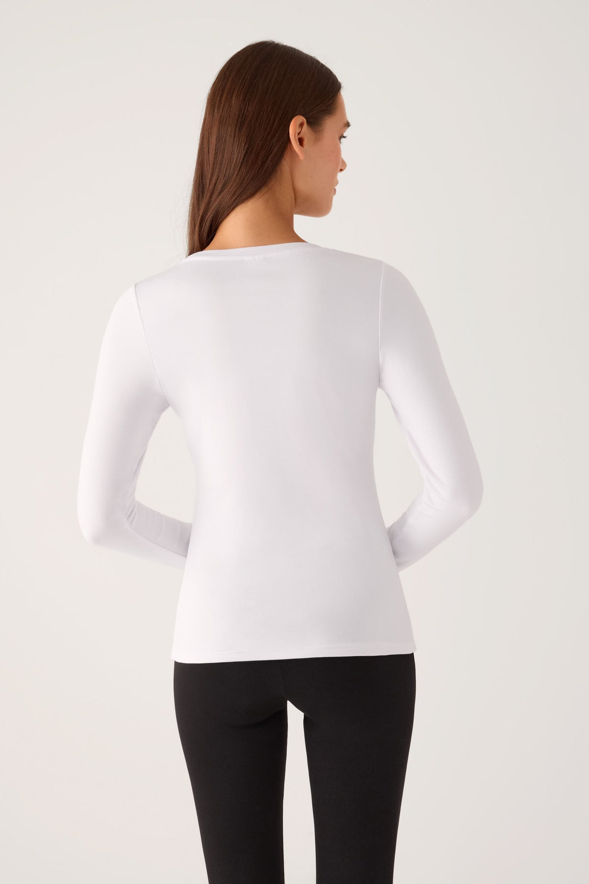 TÉRMICO Camiseta mujer manga larga cuello redondo blanco