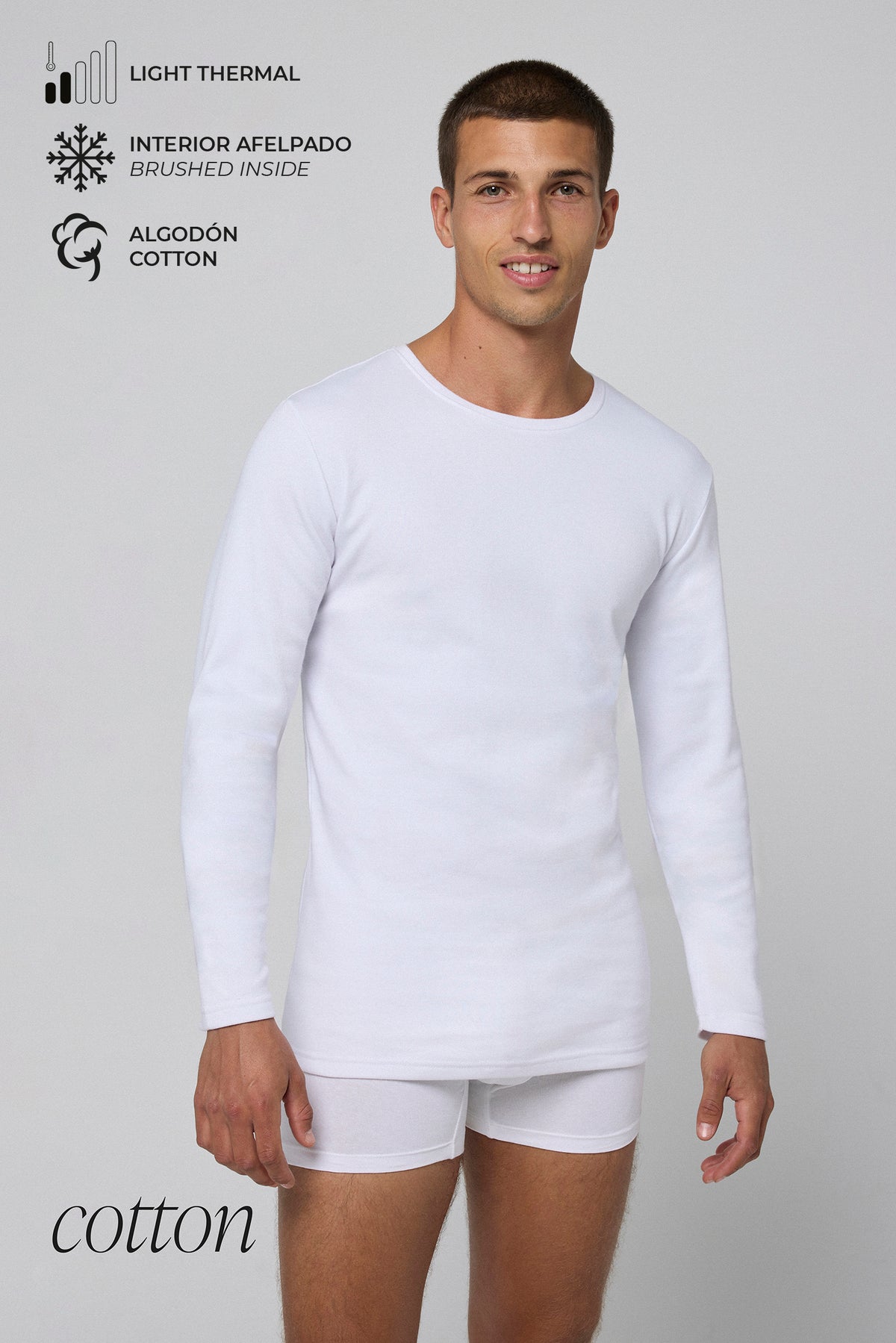 TÉRMICO LIGERO Camiseta algodón manga larga blanco