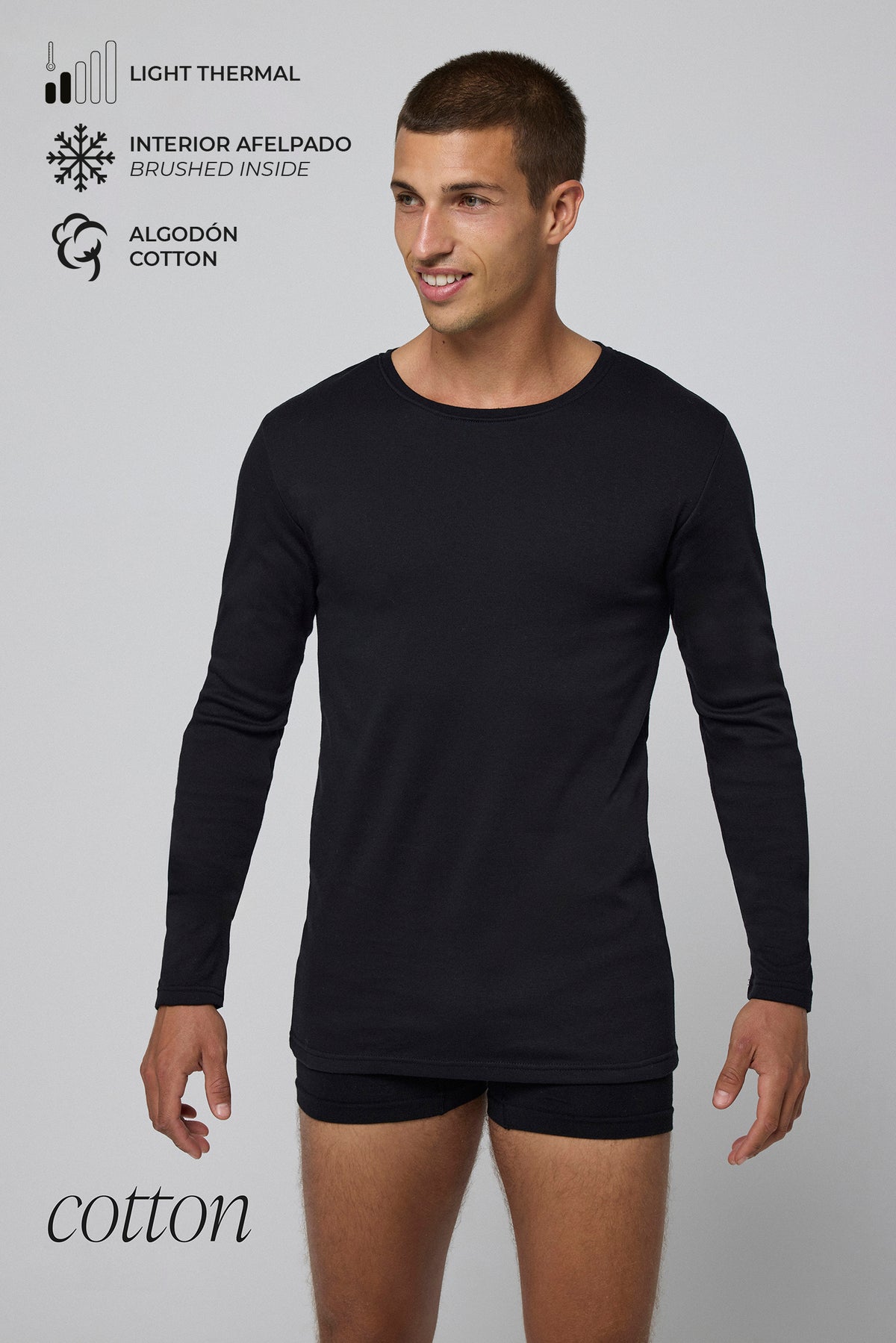 TÉRMICO LIGERO Camiseta algodón manga larga negro