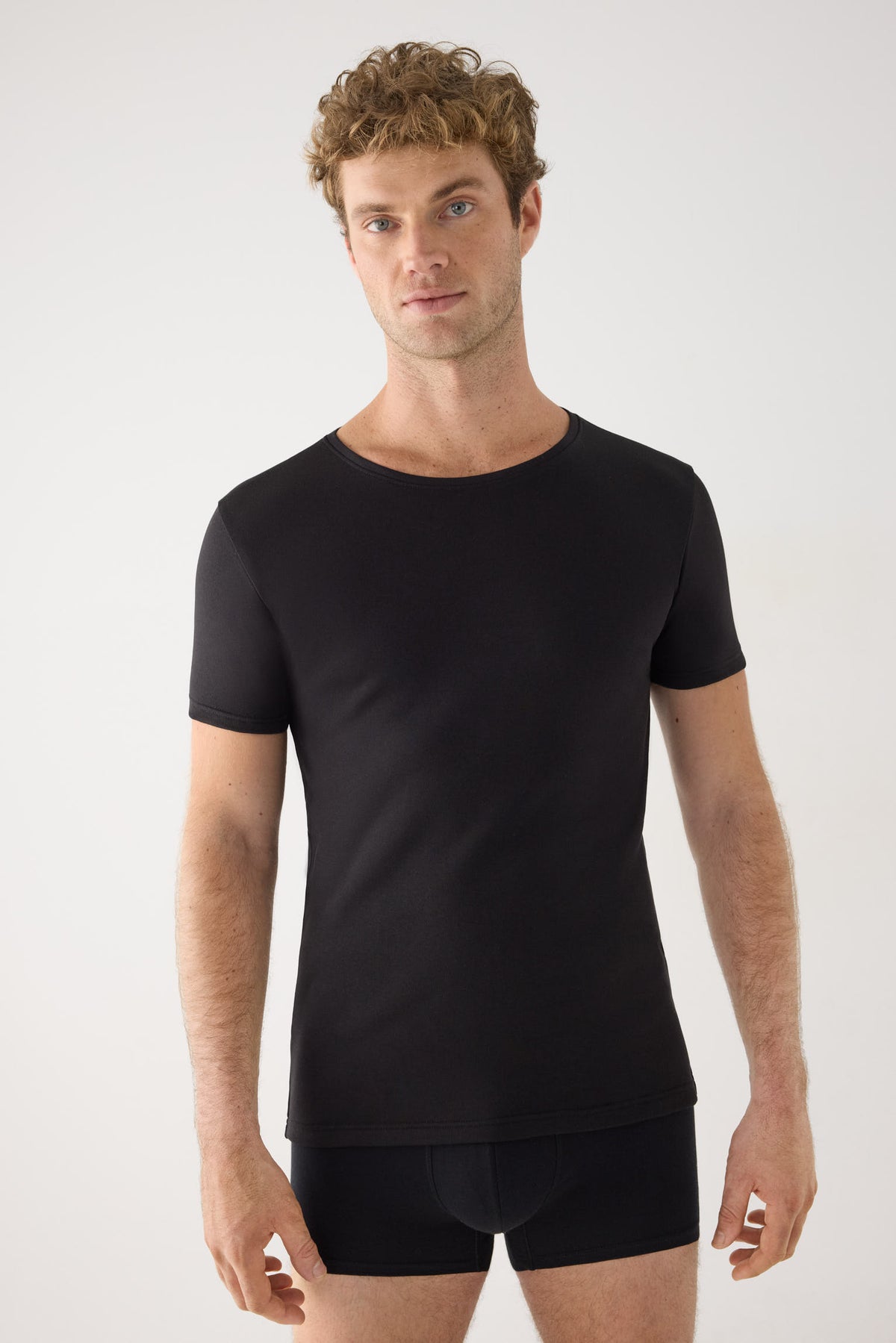 TÉRMICO LIGERO Camiseta hombre manga corta algodón negro