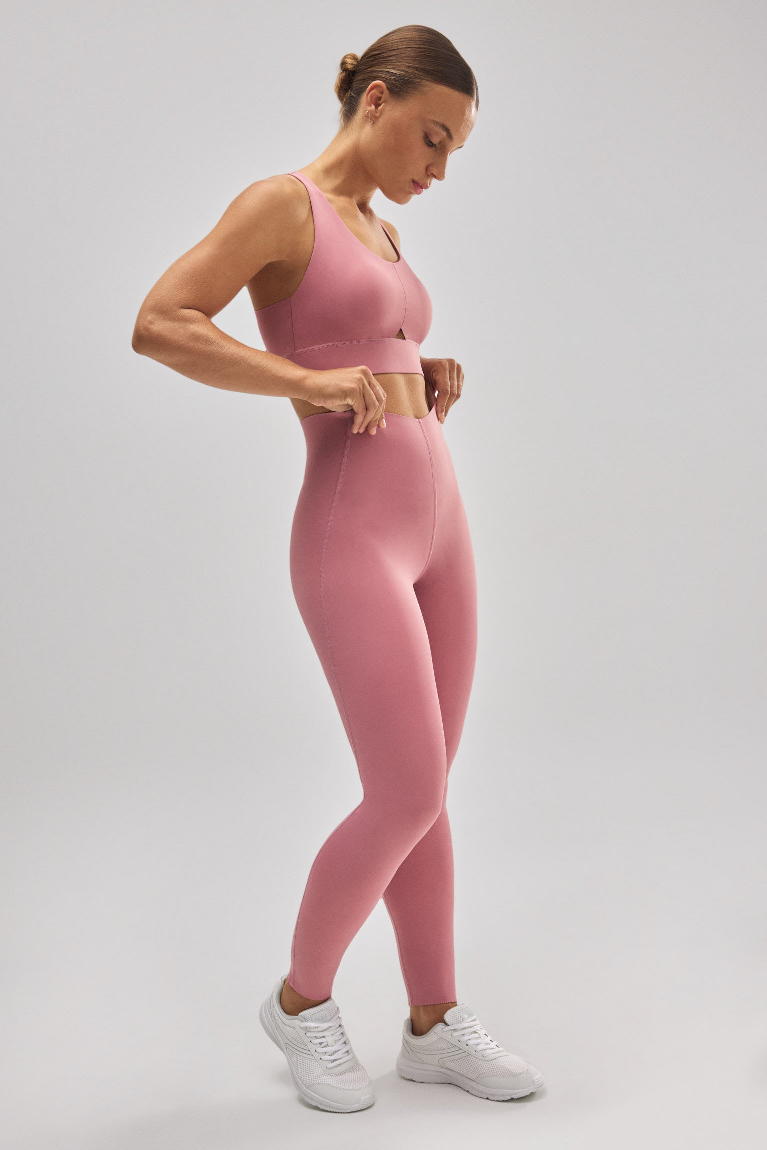Leggings deportivos largos compressive vientre plano rosa