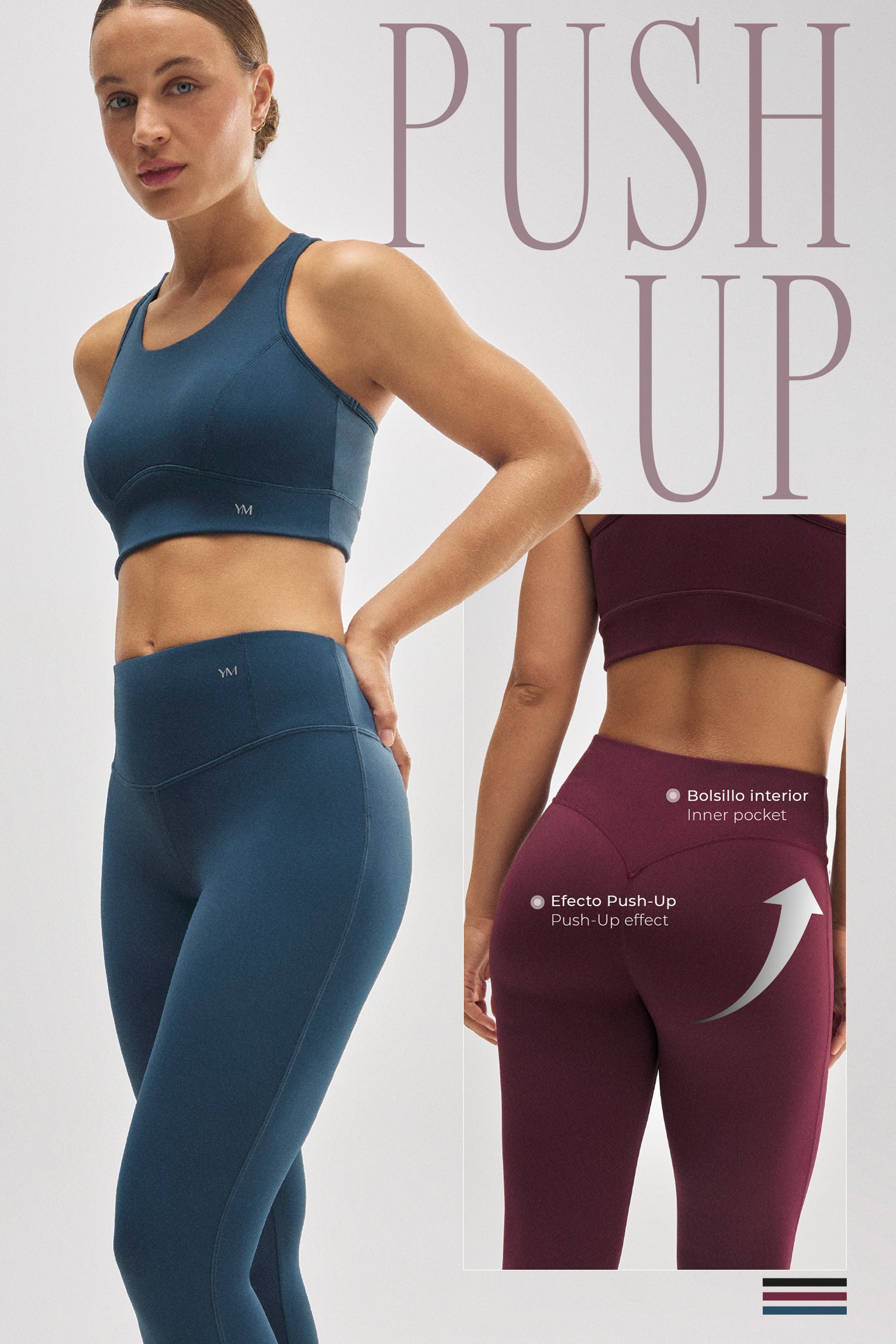 Leggings deportivos efecto push-up azul