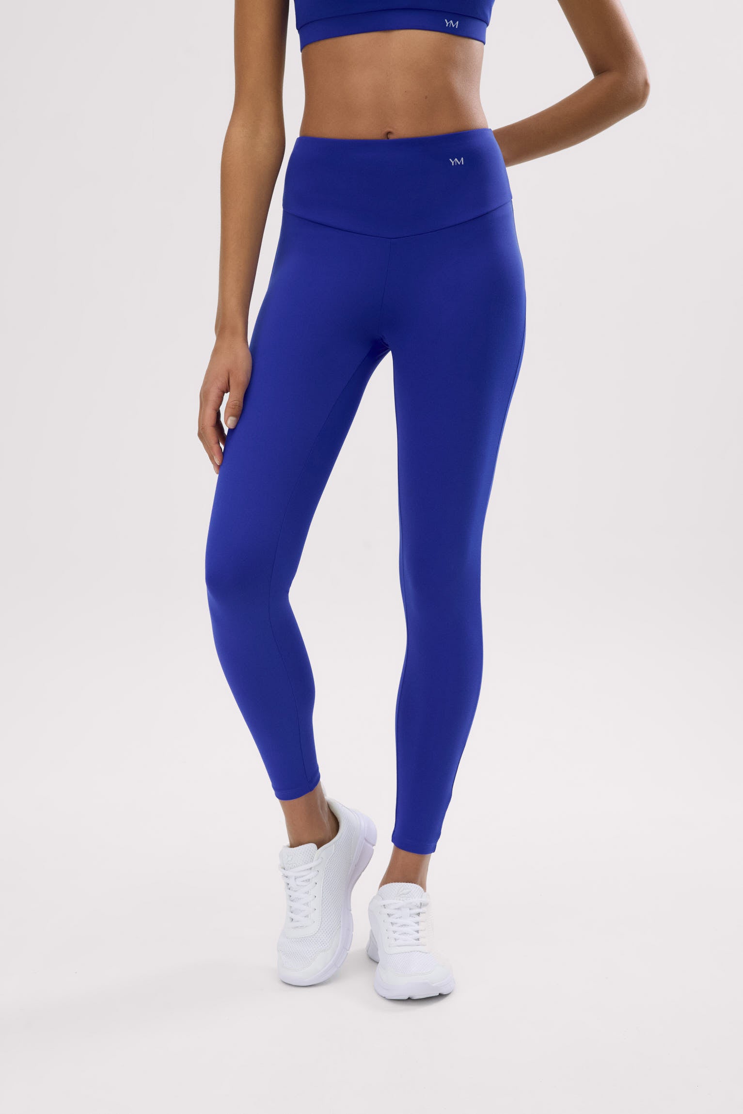 Leggings deportivos largos de tiro alto tacto algodonero azul índigo - Ysabel Mora
