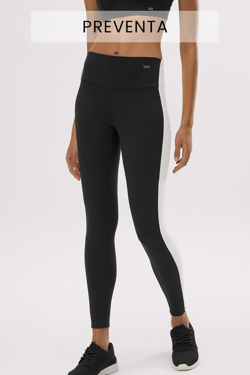 PREVENTA Leggings deportivos largos efecto push-up negros con franja en contraste