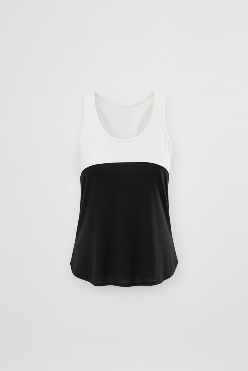 PREVENTA Camiseta deportiva tirantes nadadora blanca y negra - Ysabel Mora