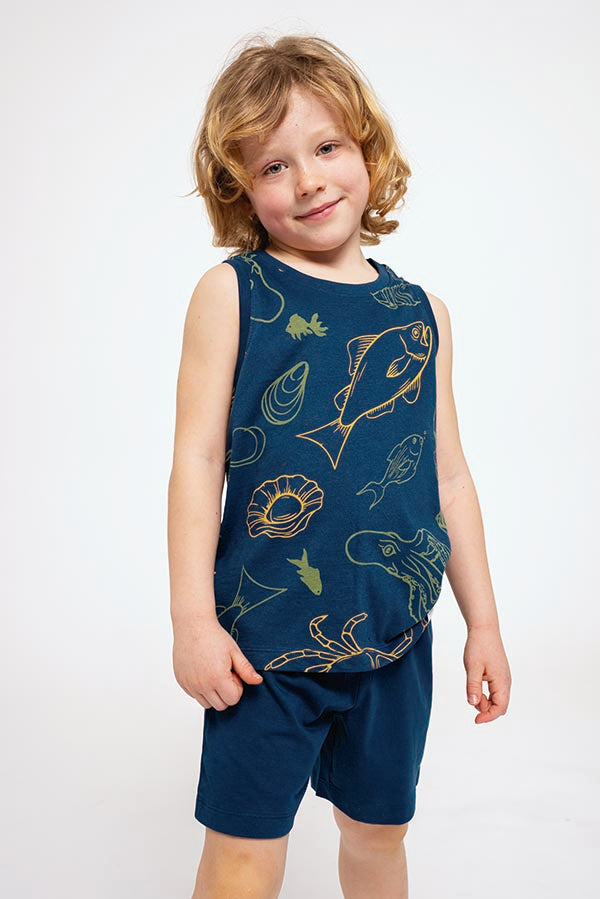 Pijama infantil tirantes algodón estampado peces | MUYDEMI