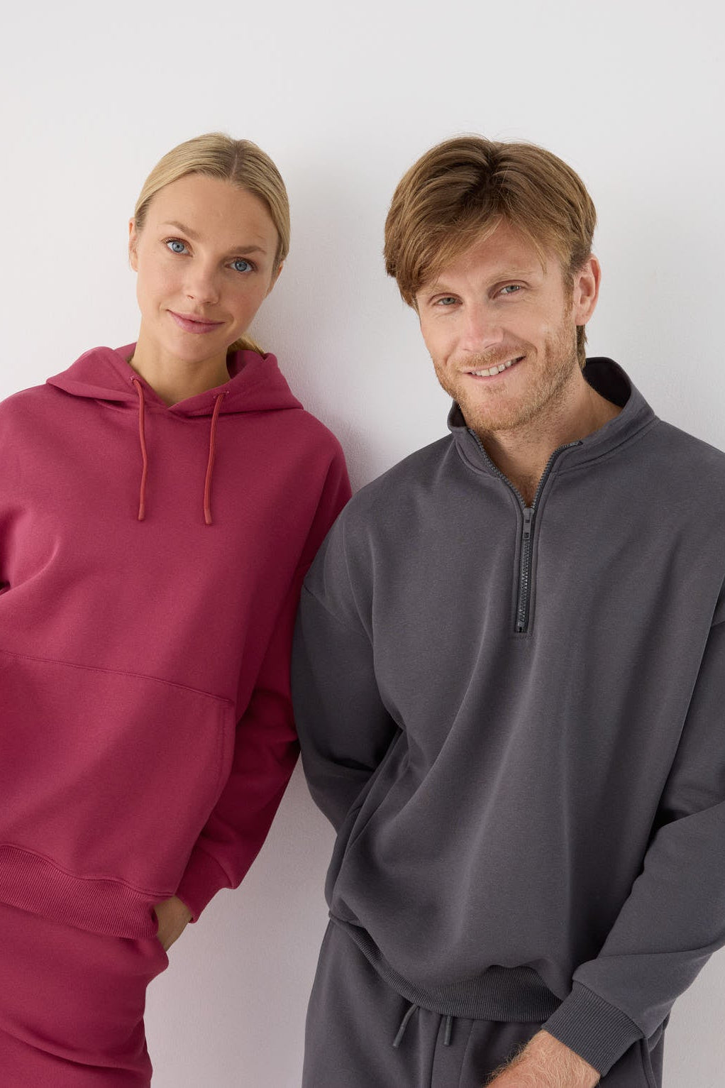 Sudadera deportiva hombre afelpada semi cremallera gris marengo