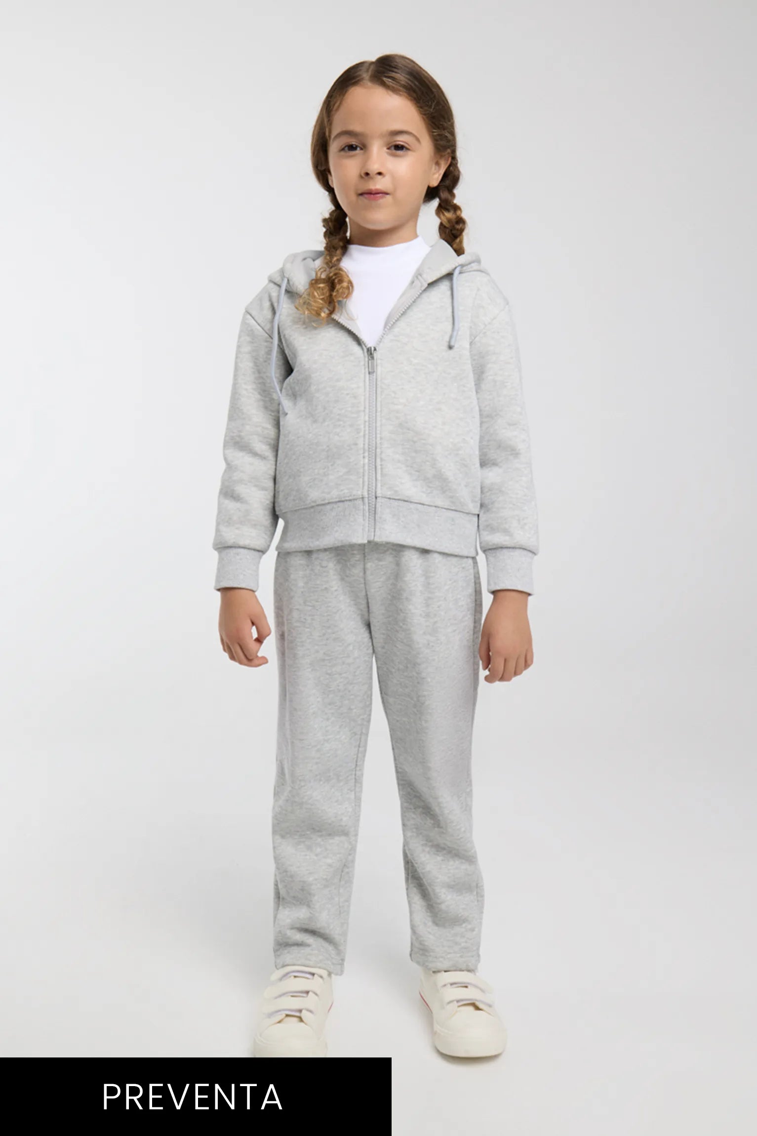 PREVENTA Chándal deportivo de niña afelpado chaqueta y pantalón recto gris