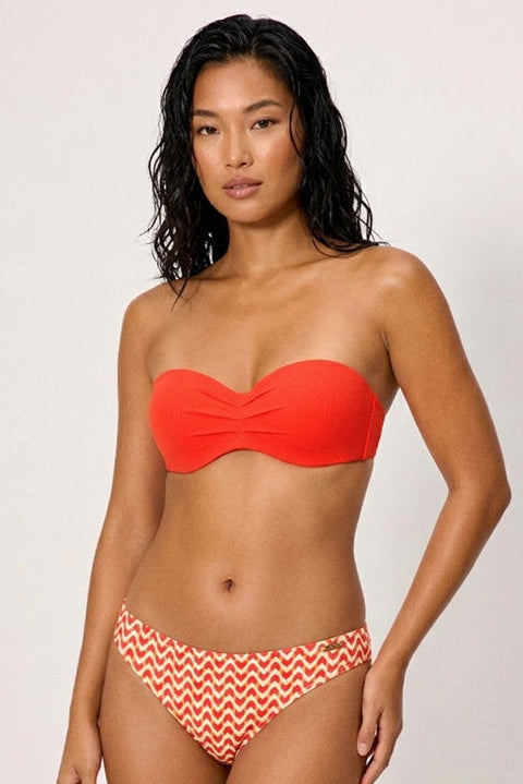 Top bikini bandeau micropiqué coral copa C