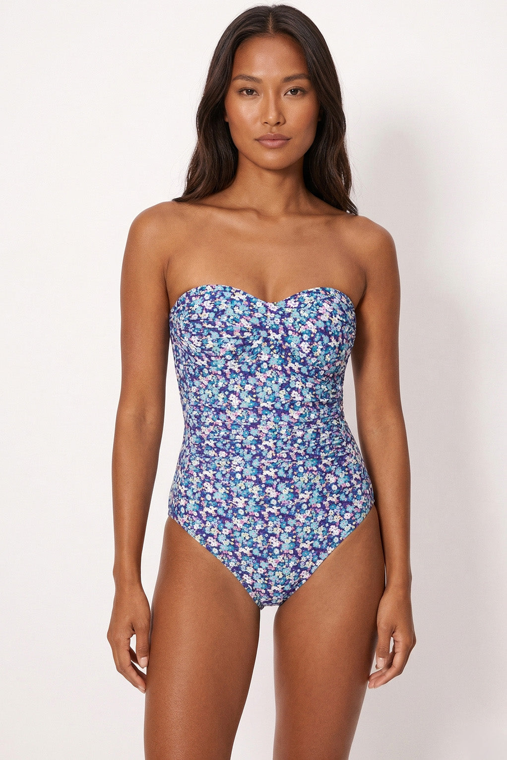 Bañador reductor bandeau alta compresión liberty azul copa B