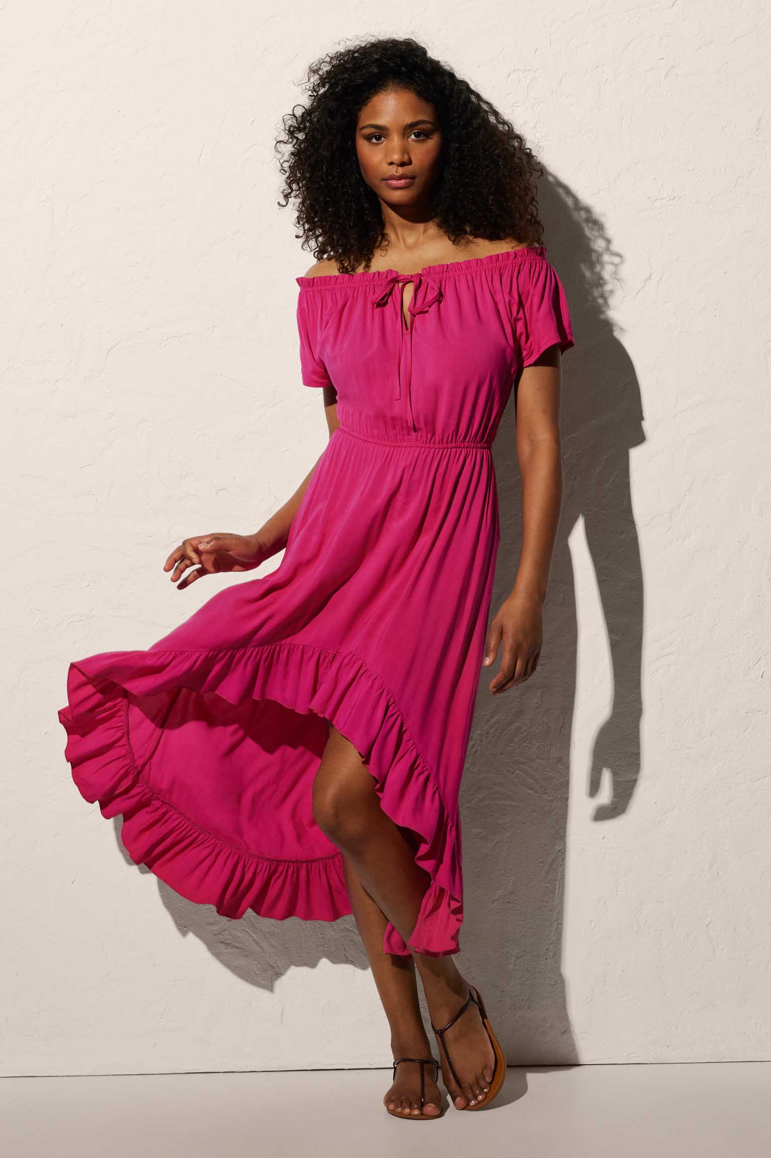Vestido de playa largo con abertura y vuelo con detalle lazo - Ysabel Mora
