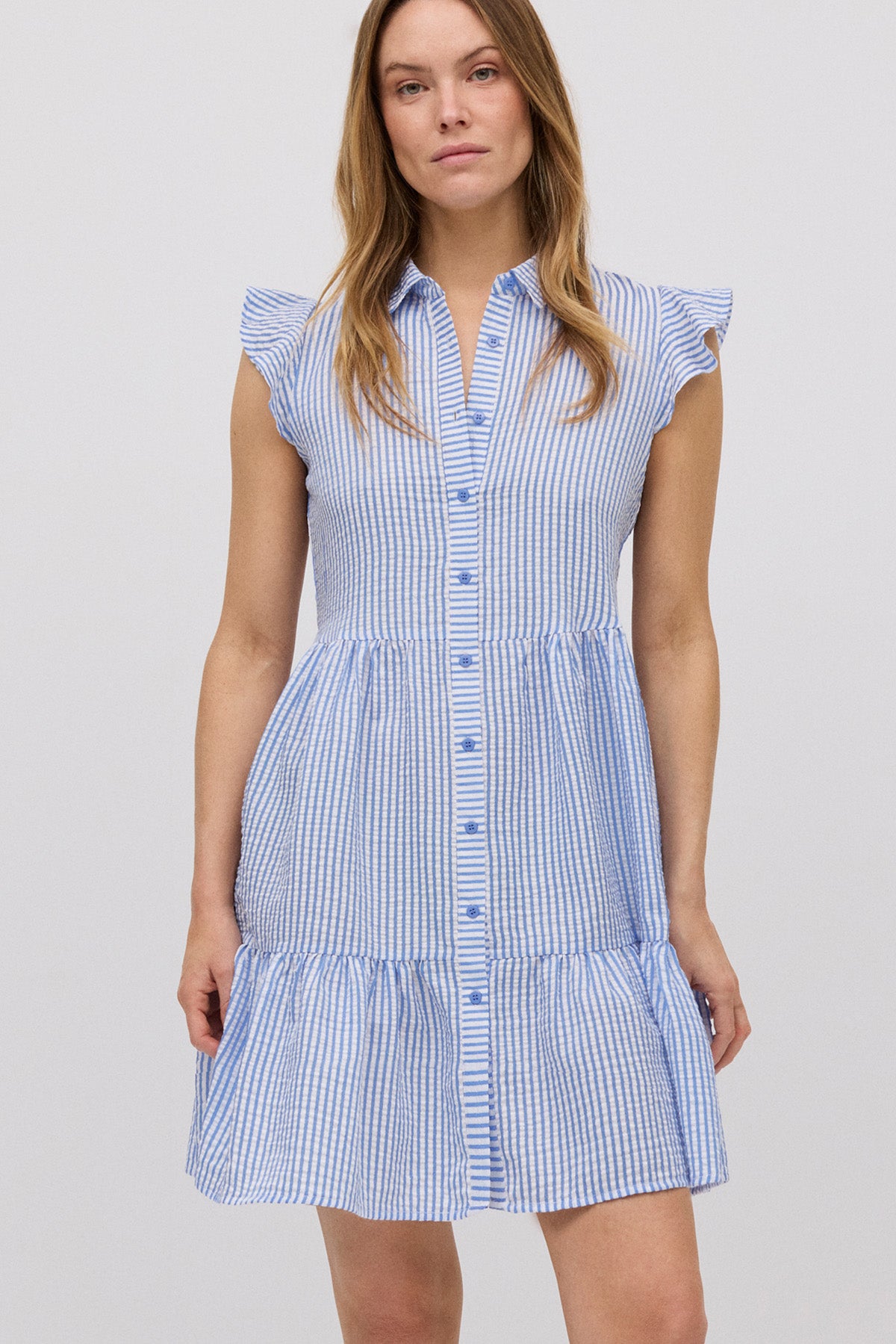 Vestido corto vuelo estampado rayas