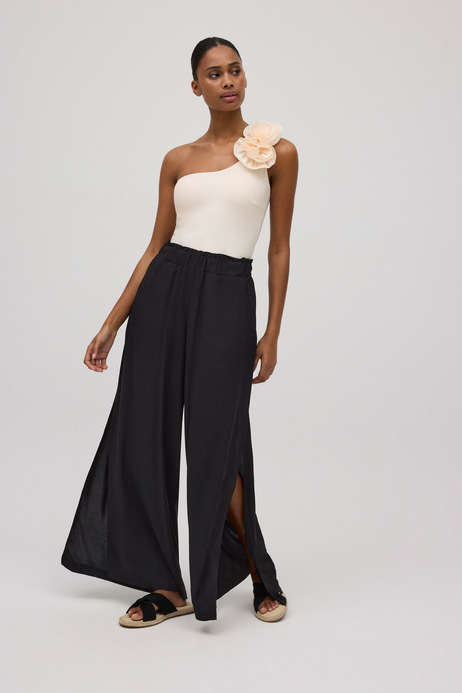 Pantalones Anchos Pantalon Palazzo Mujer Negro Pantalones Negro