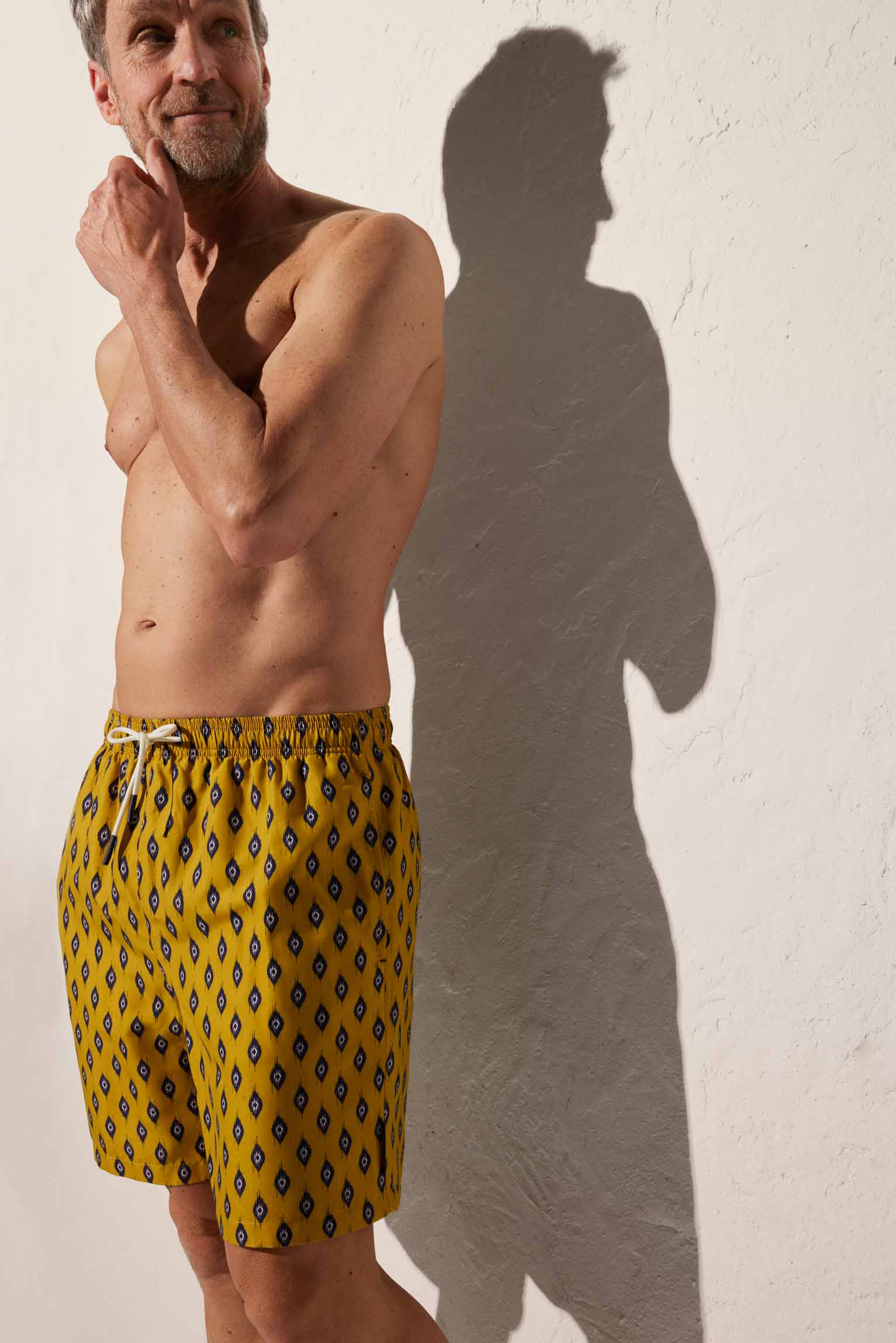 Bañador largo estampado rombos amarillo - Ysabel Mora
