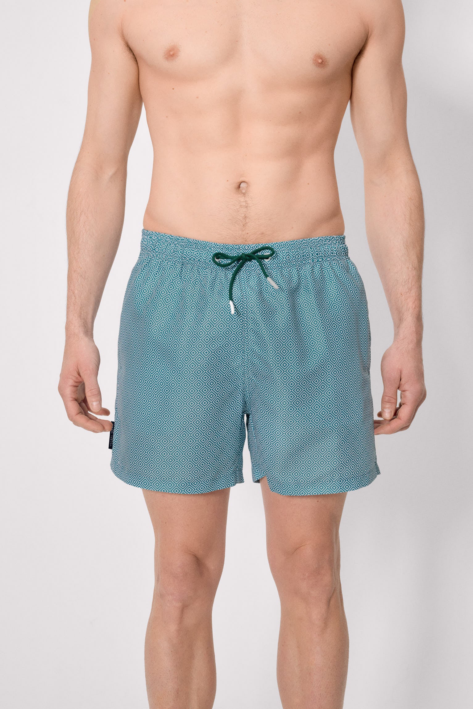 Bañador medio estampado étnico azul