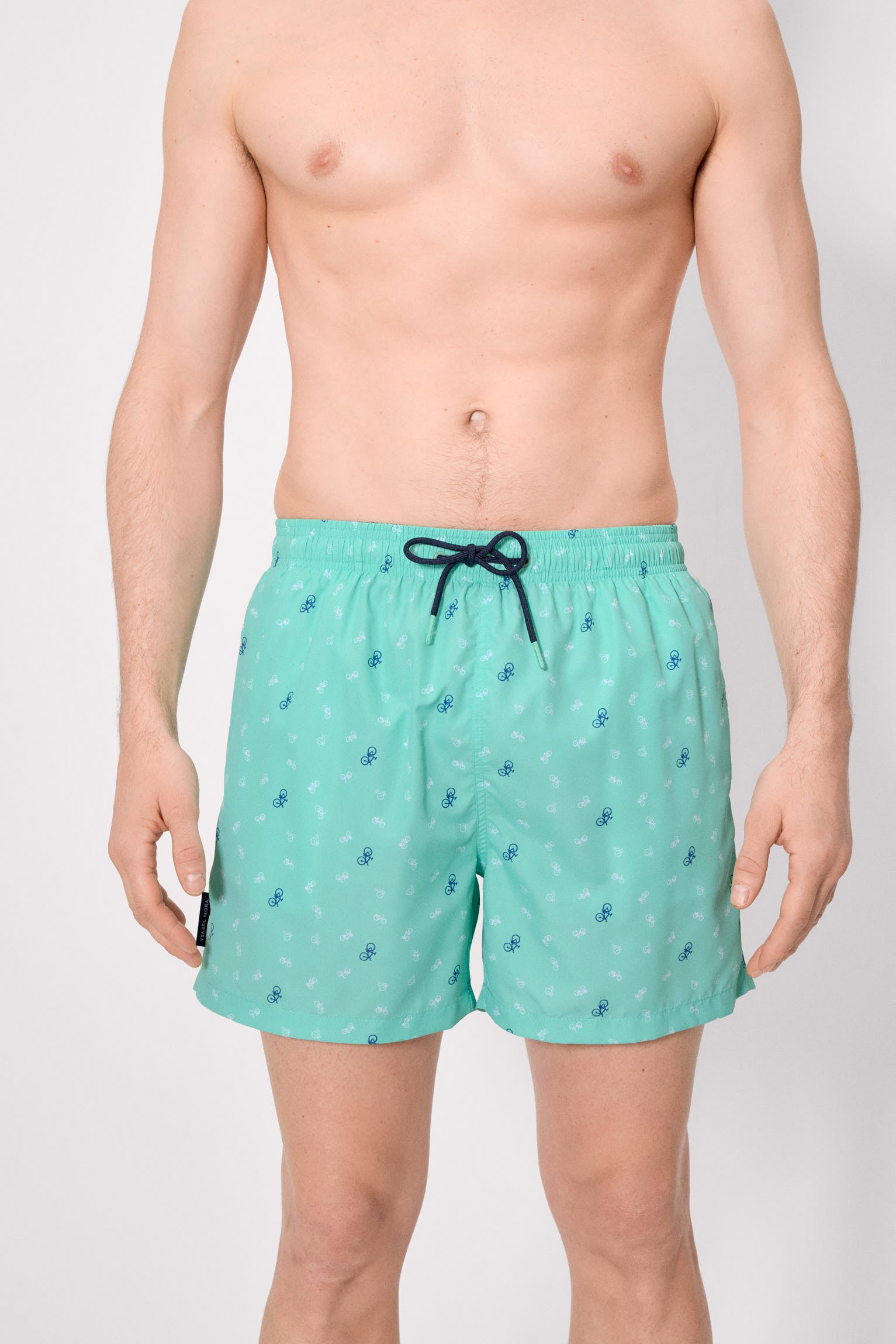 Bañador medio estampado bicicletas verde