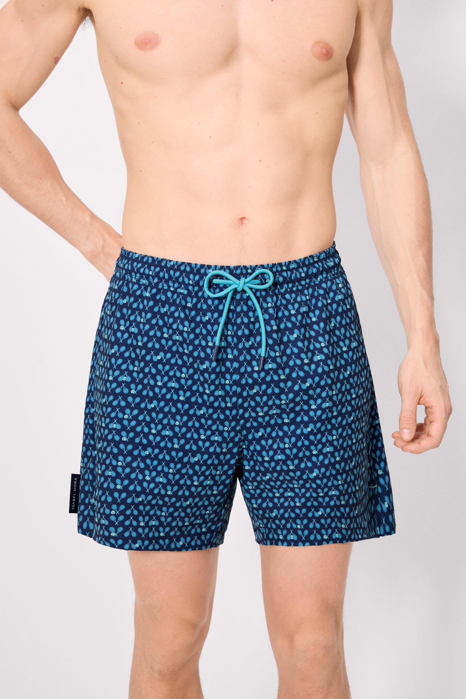 Bañador medio malla interior antirroce estampado raquetas