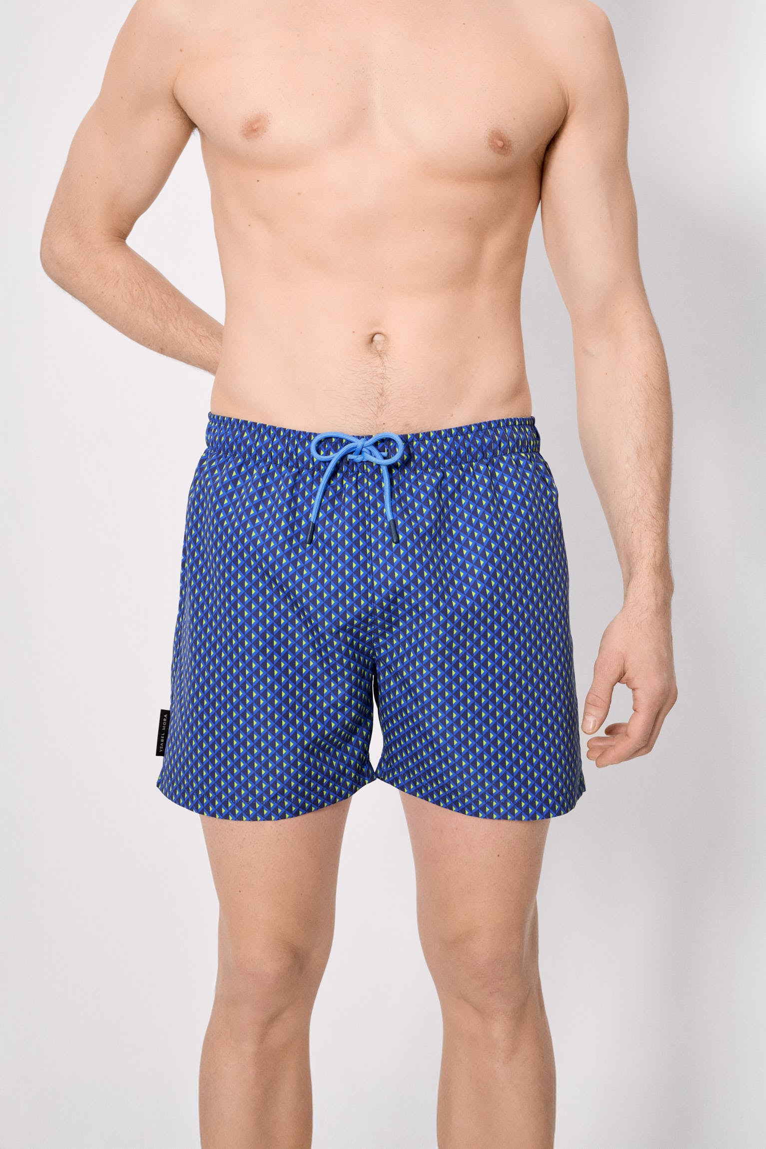 Bañador medio estampado étnico marino