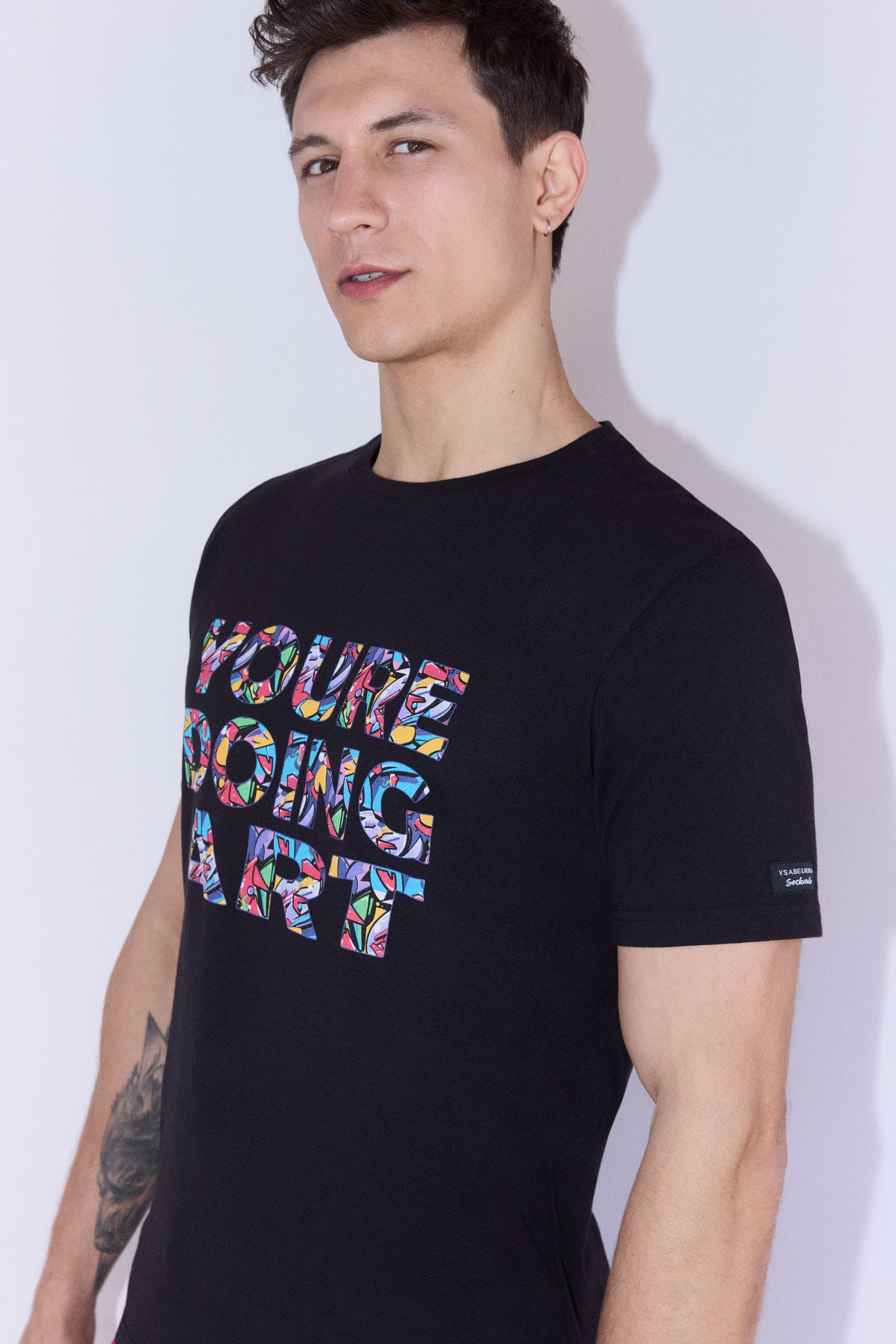 Camiseta manga corta estampado street art sockarrats negro