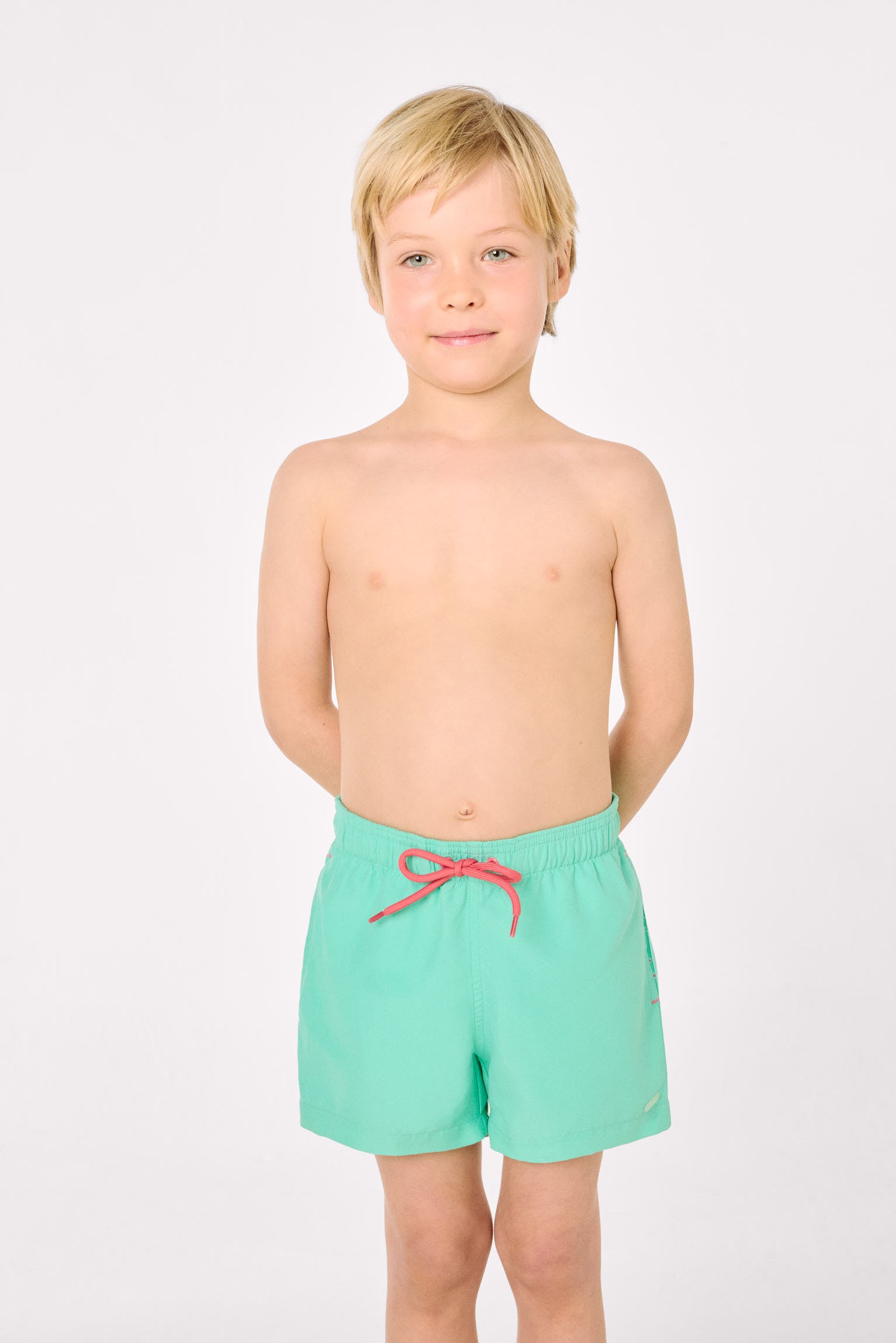 Bañador niño corto forro contraste turquesa - Ysabel Mora