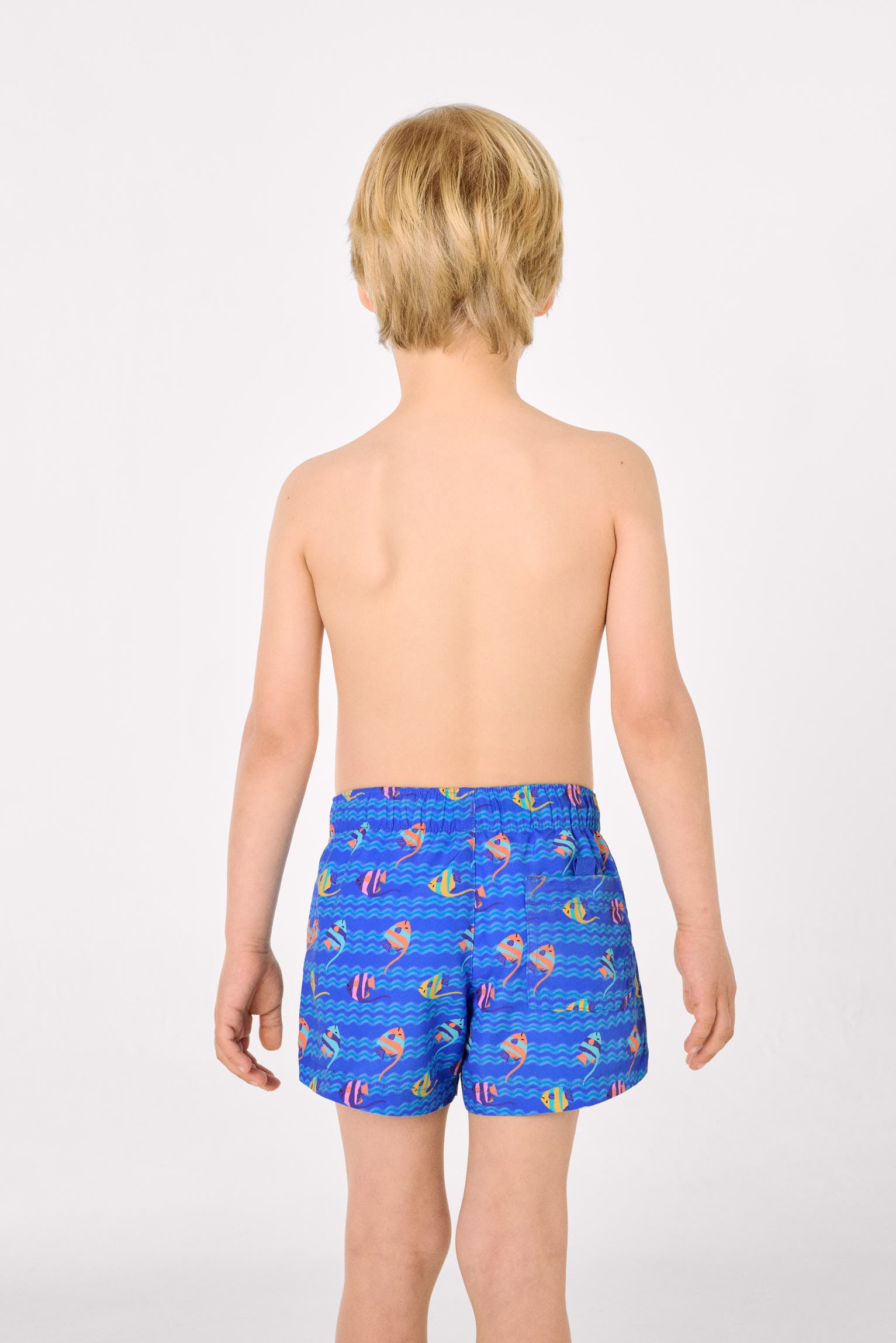 Bañador niño corto estampado peces tropicales multicolor