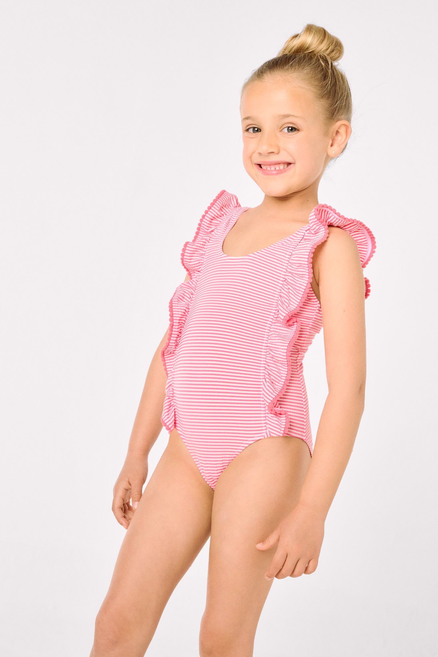 Bañador niña volates estampado rayas - Ysabel Mora