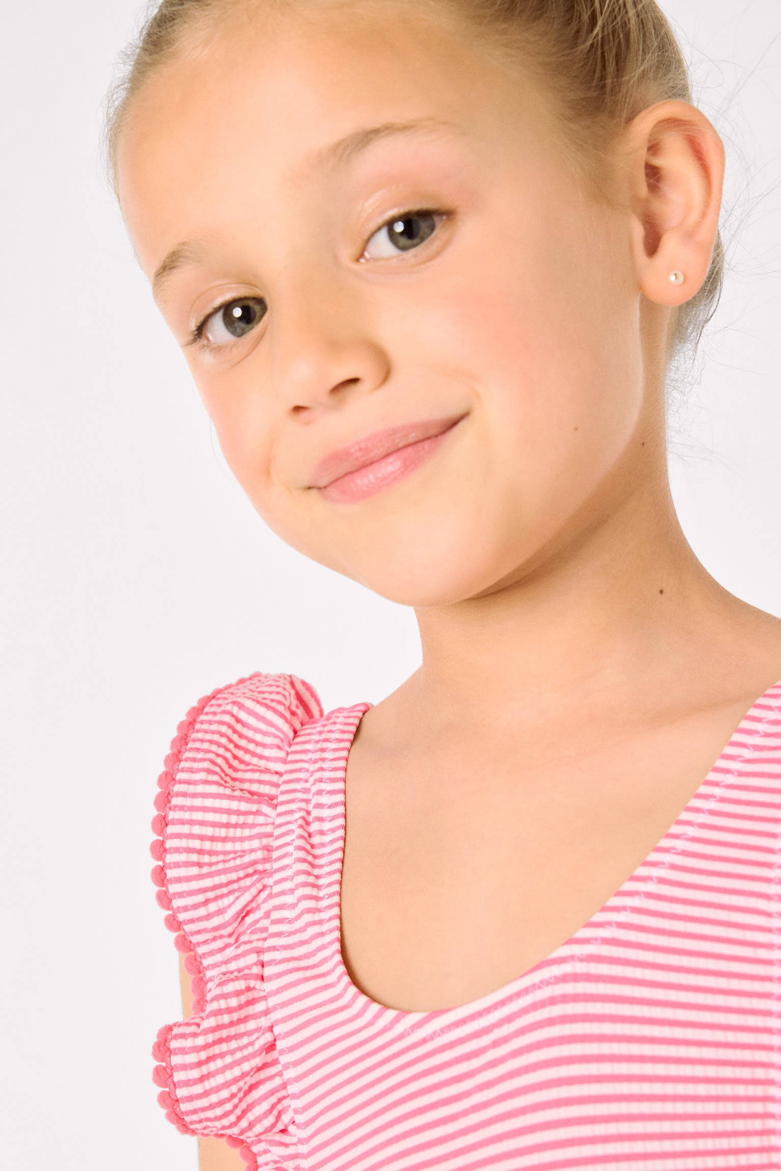 Bañador niña volates estampado rayas - Ysabel Mora