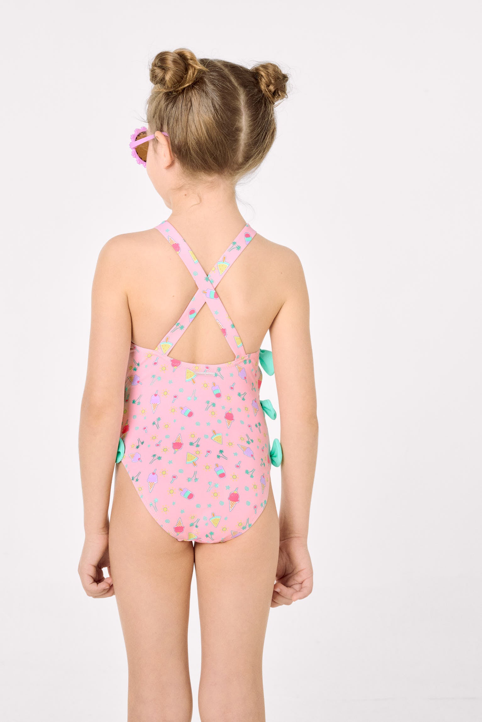 Bañador niña detalle cut-out y lazos estampado veraniego