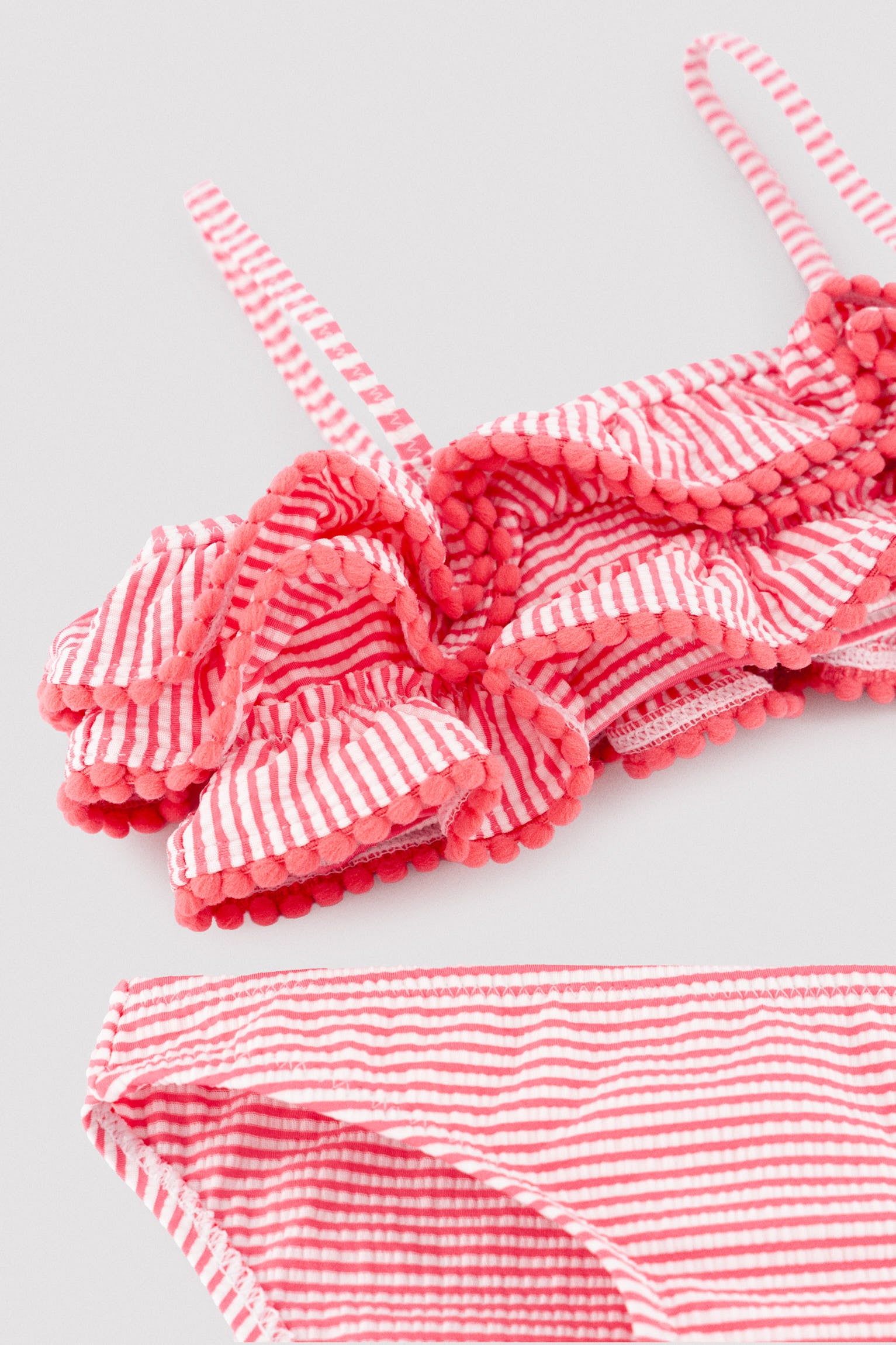 Bikini niña bambula detalle triple volante estampado rayas - Ysabel Mora