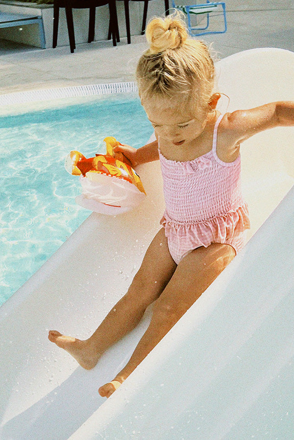 Bañador bebé nido de abeja cuadro vichy rosa