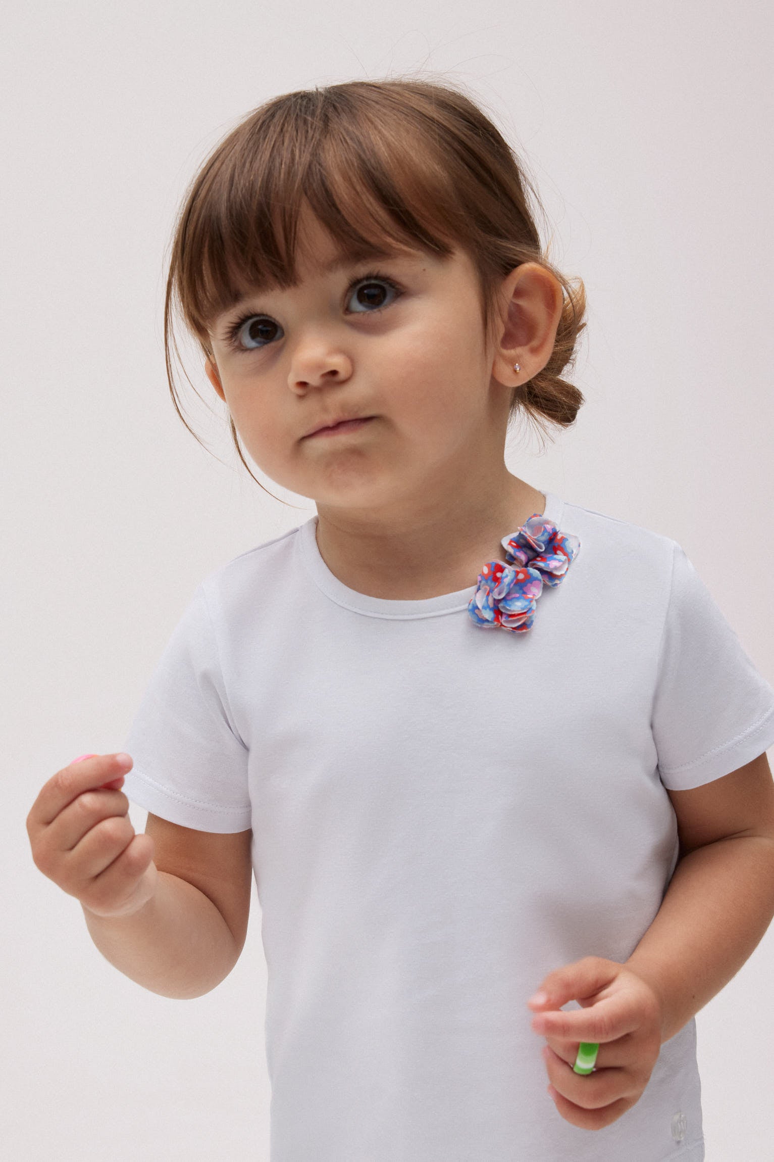 Baby swimsuit set with small flowers and t-shirt