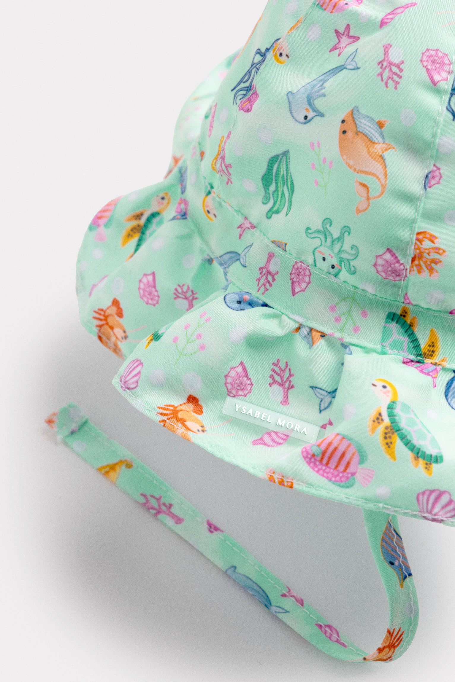 Gorro de playa bebé ala ondulada estampado fauna marina - Ysabel Mora