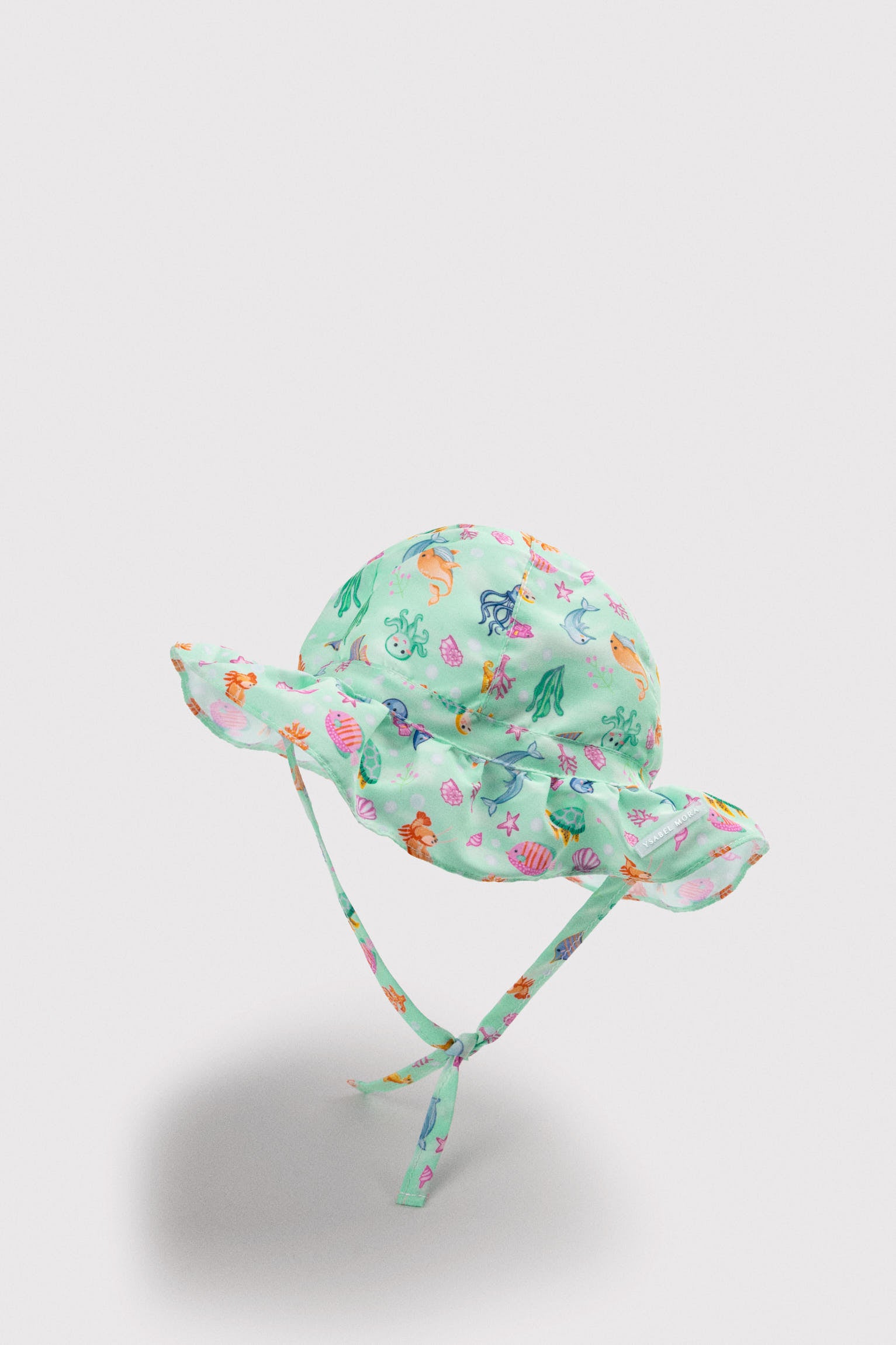 Gorro de playa bebé ala ondulada estampado fauna marina