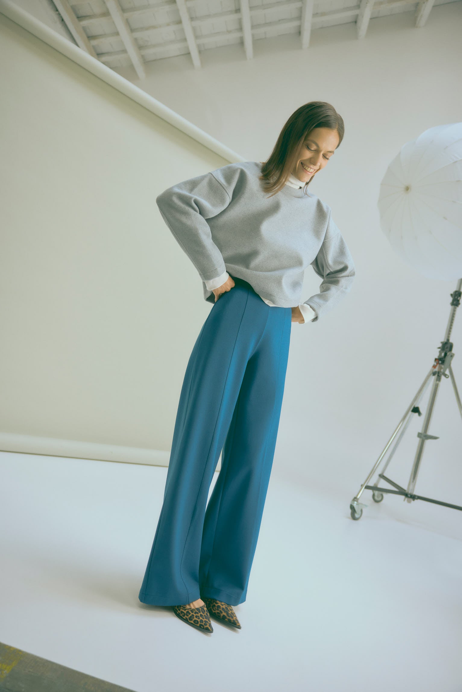 Pantalón de vestir wide azul