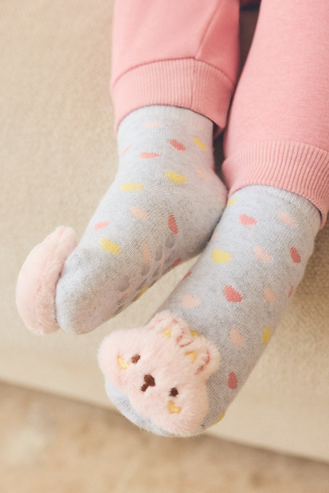 Pack 2 calcetines bebé térmicos algodón sensoriales conejos 3D